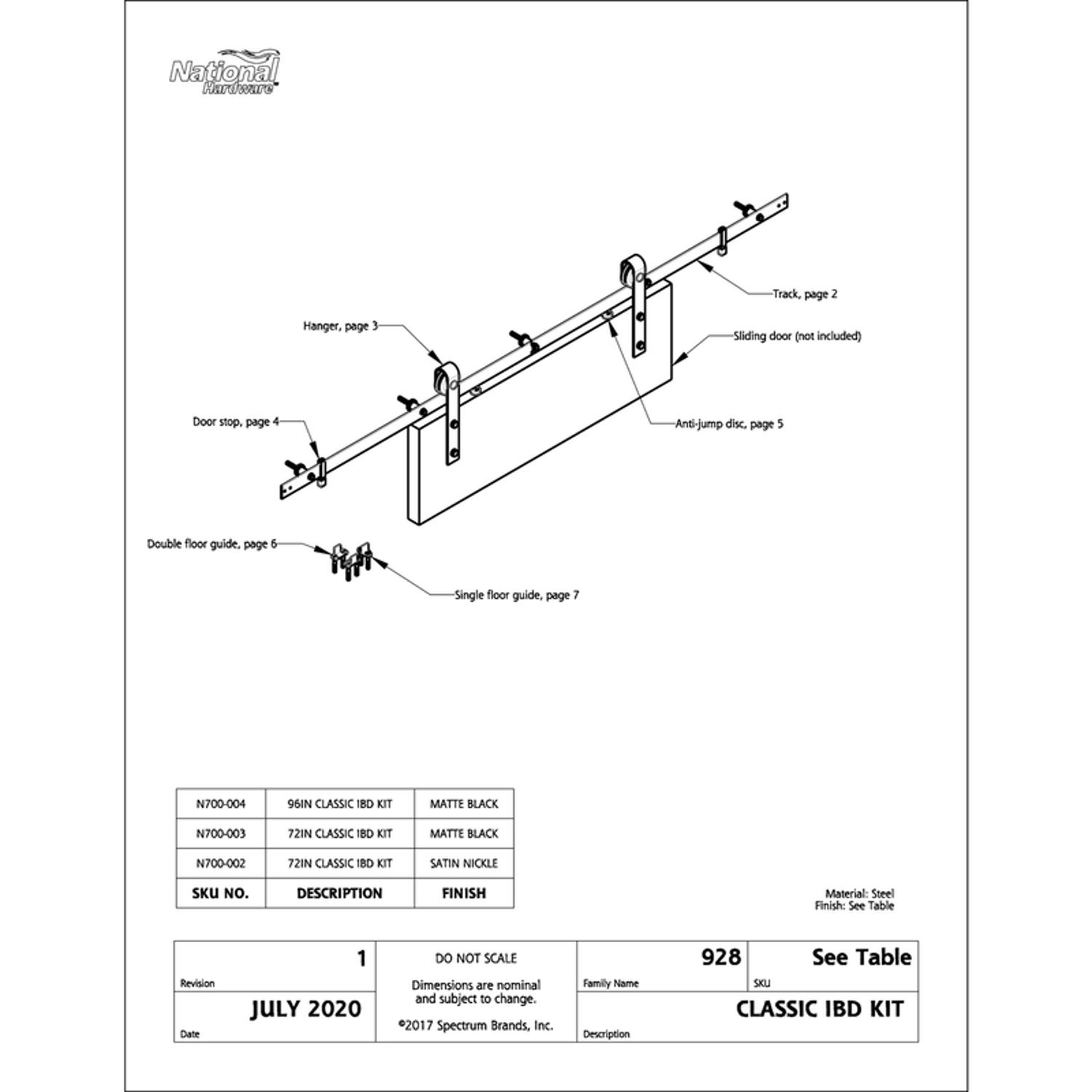 National Hardware Classic 96 in. L Matte Black Steel Barn Door Hanger Kit 1 pc