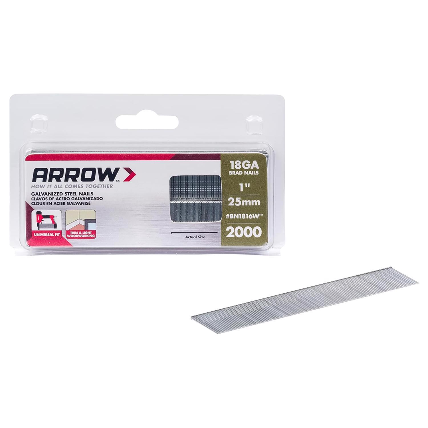 Arrow BN18 18 Ga. X 1 in. L Galvanized Steel Brad Nails 2000 pk 0.95 lb