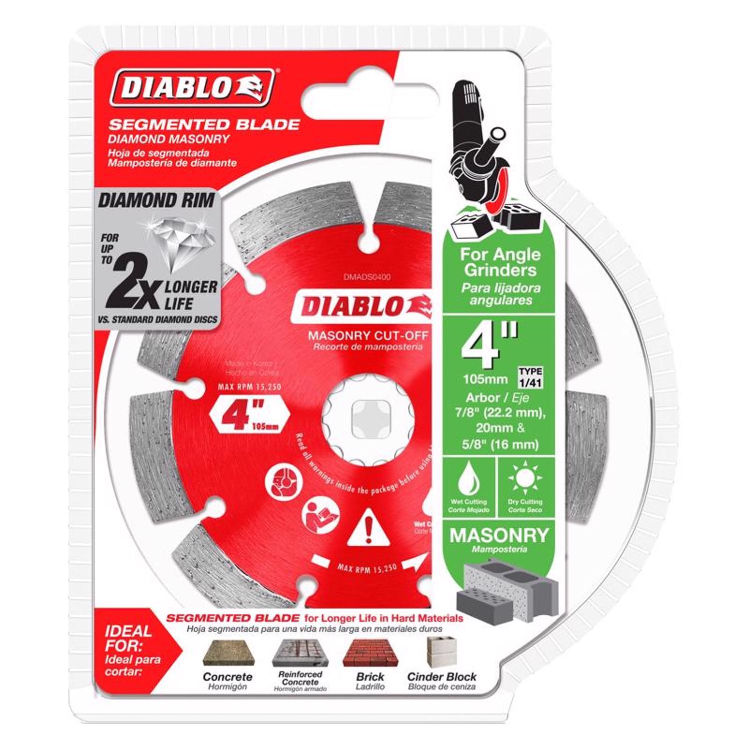 Diablo 4 in. D X 7/8 in. X.087 in. thick Diamond Masonry Cut-Off Disc 1 pk