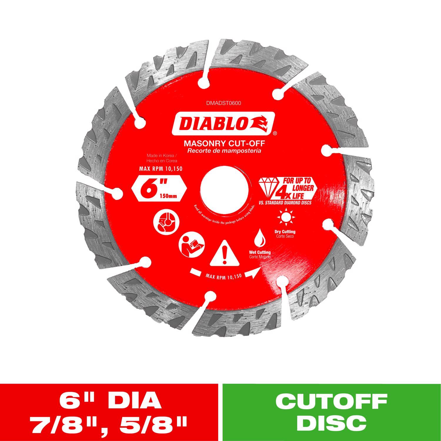 Diablo 6 in. D X 7/8 in. X.094 in. thick Diamond Segmented Turbo Masonry Cut-Off Disc