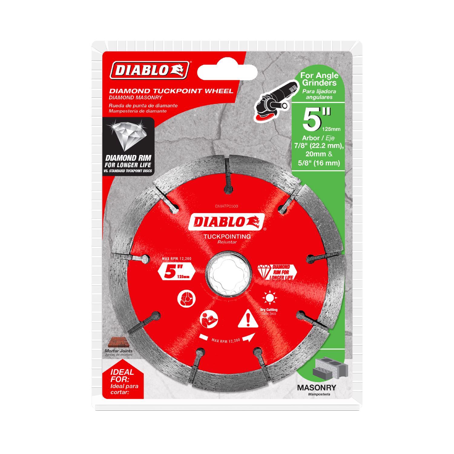 Diablo 5 in. D X 7/8 in. X.240 in. thick Diamond Tuck Point Masonry Cut-Off Wheel 1 pk
