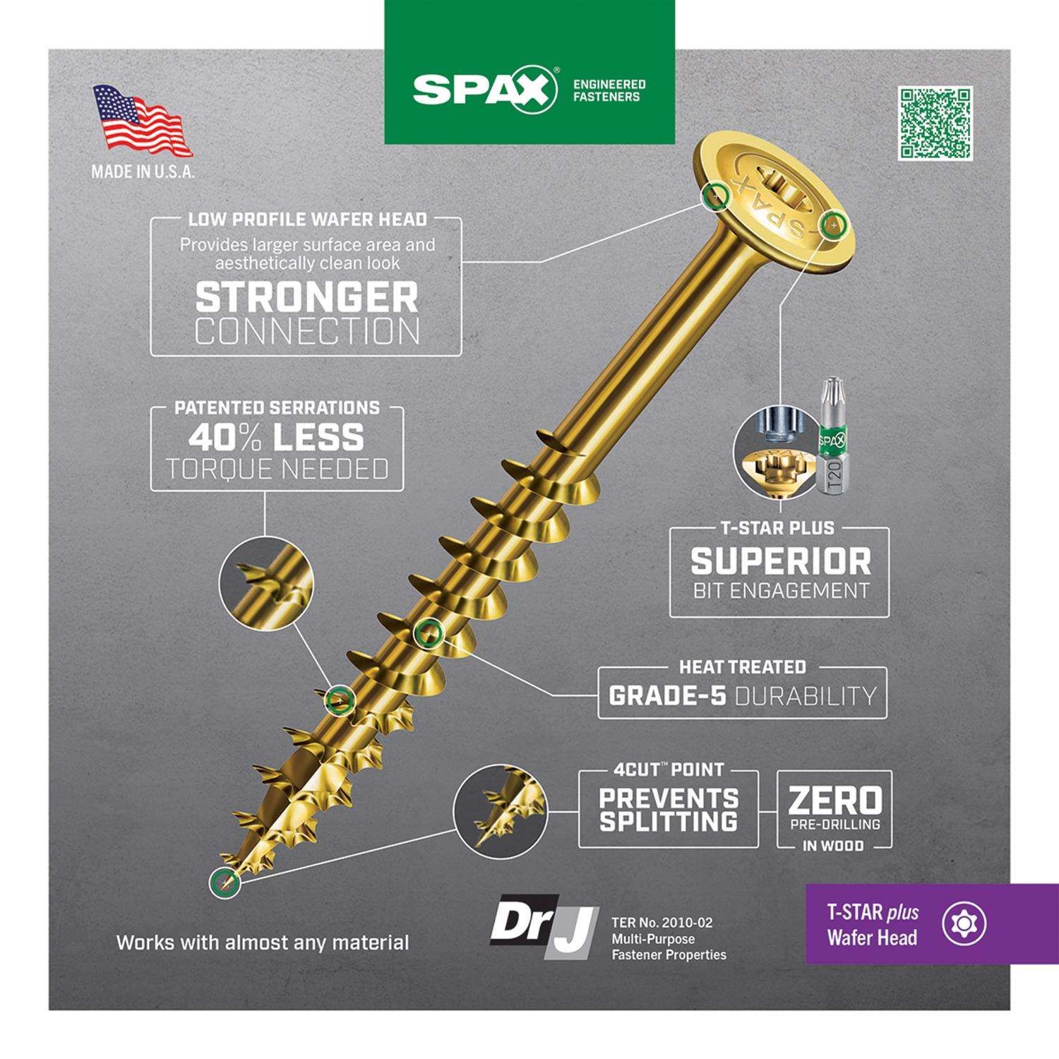 SPAX Multi-Material No. 10 in. X 3 in. L T-20+ Wafer Head Serrated Construction Screws