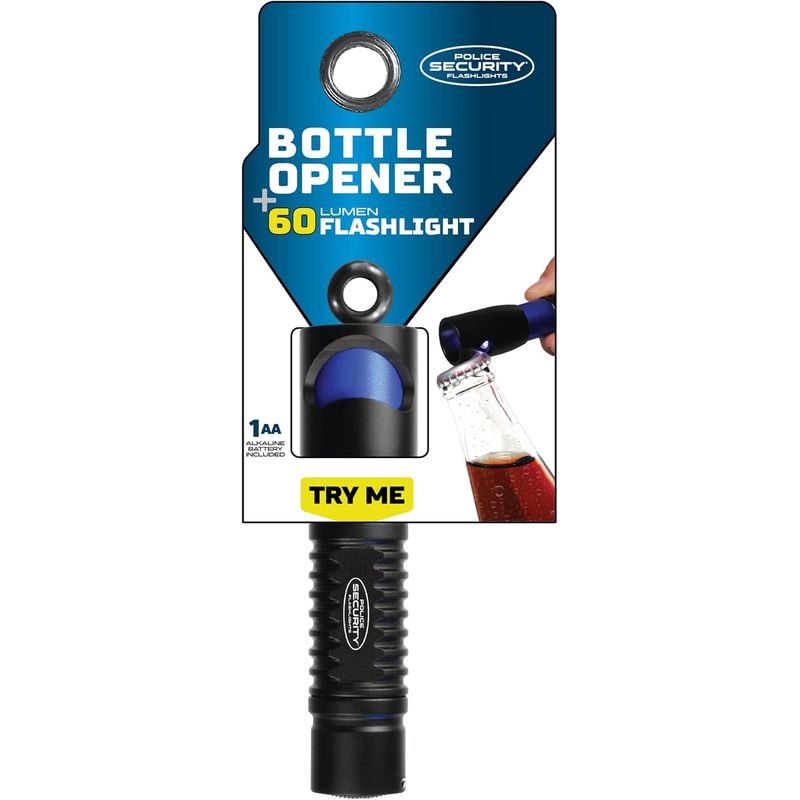 Police Security - Bottle Opener Flashlight, 60 Lumens, Water Resistant