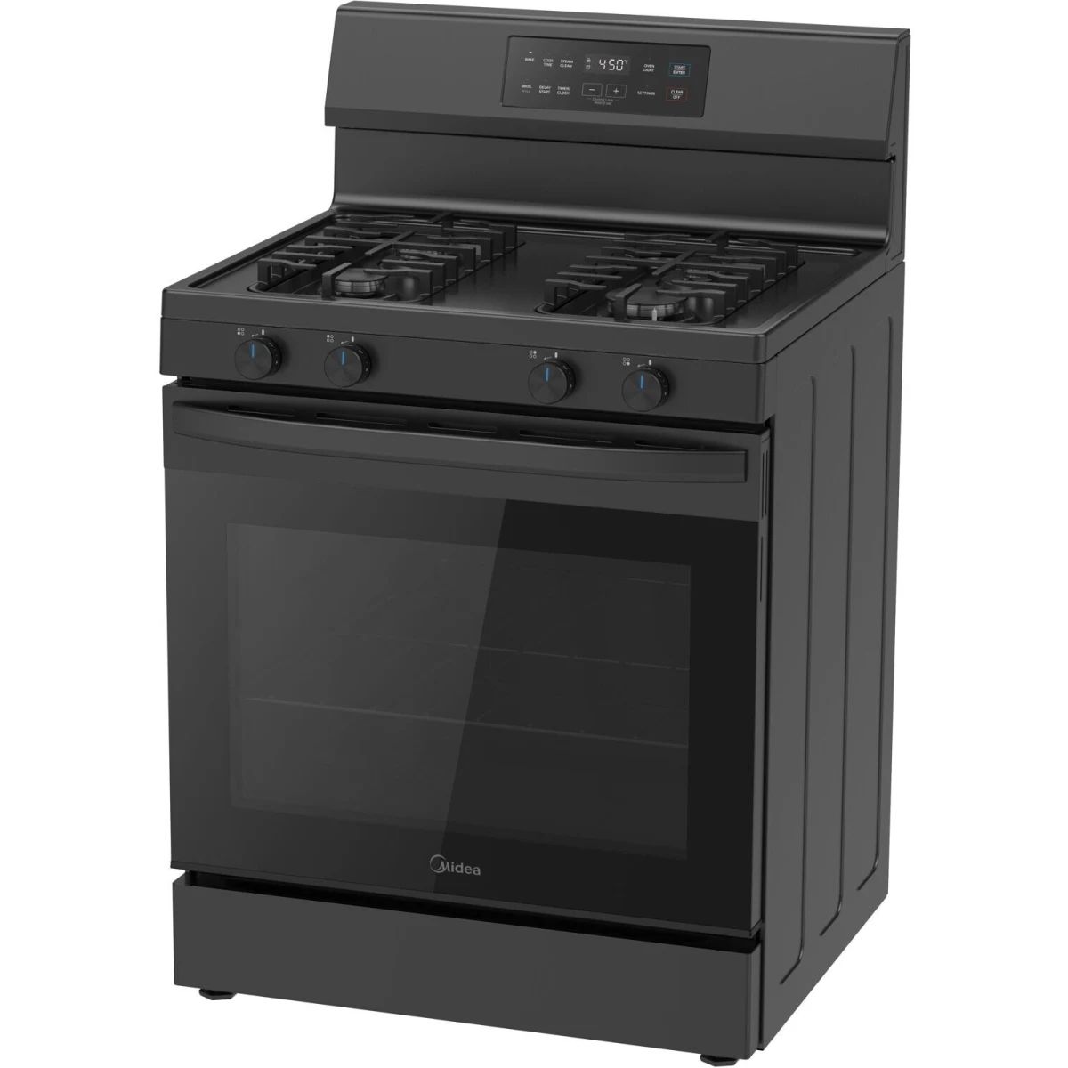 Midea 30 in. Black Freestanding Gas Range with 4 Sealed Burners