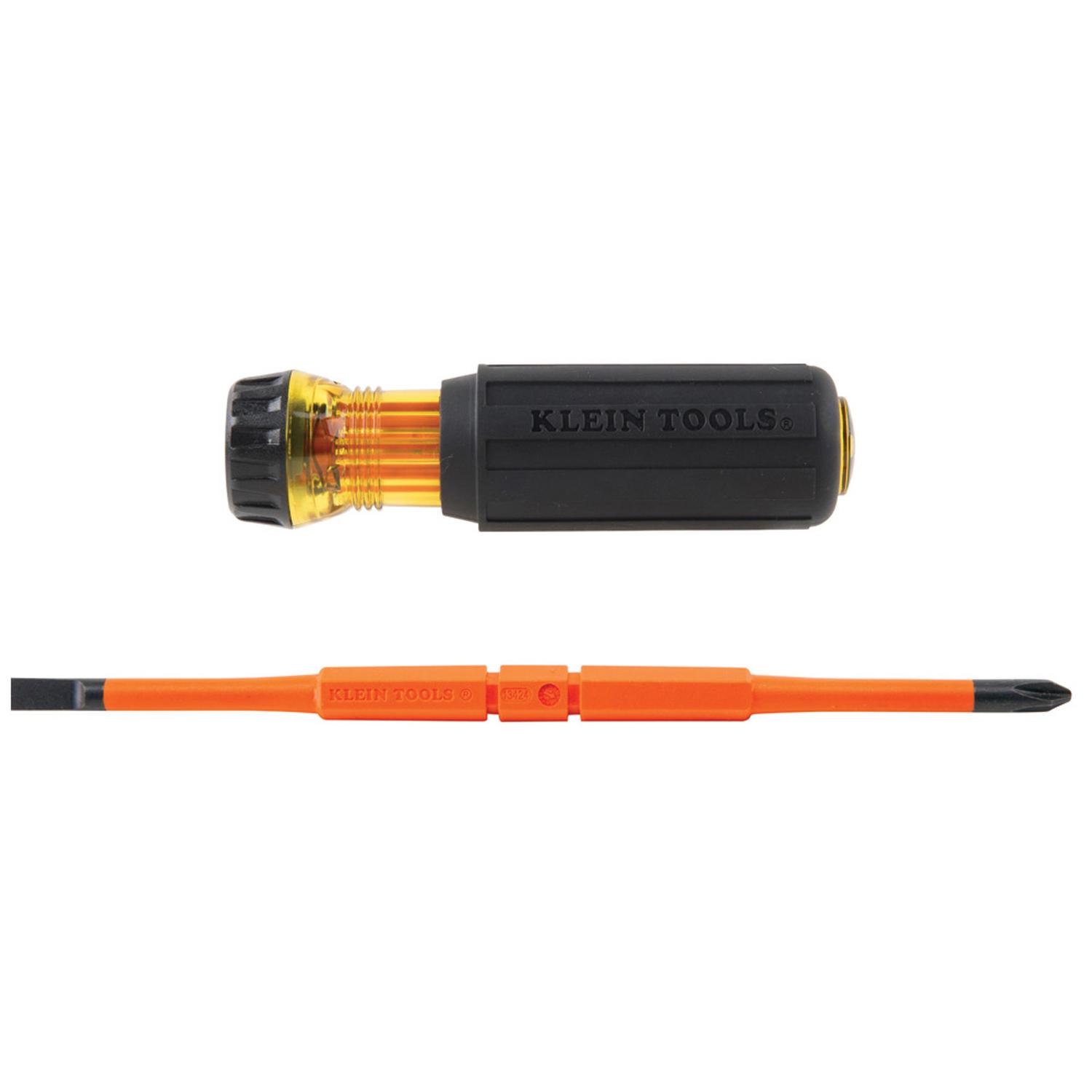 Klein Tools Phillips Bits: #2; Slotted Bits: 1/4"; 2-in-1 Insulated Flip-Blade 8.2 in. 2 pc
