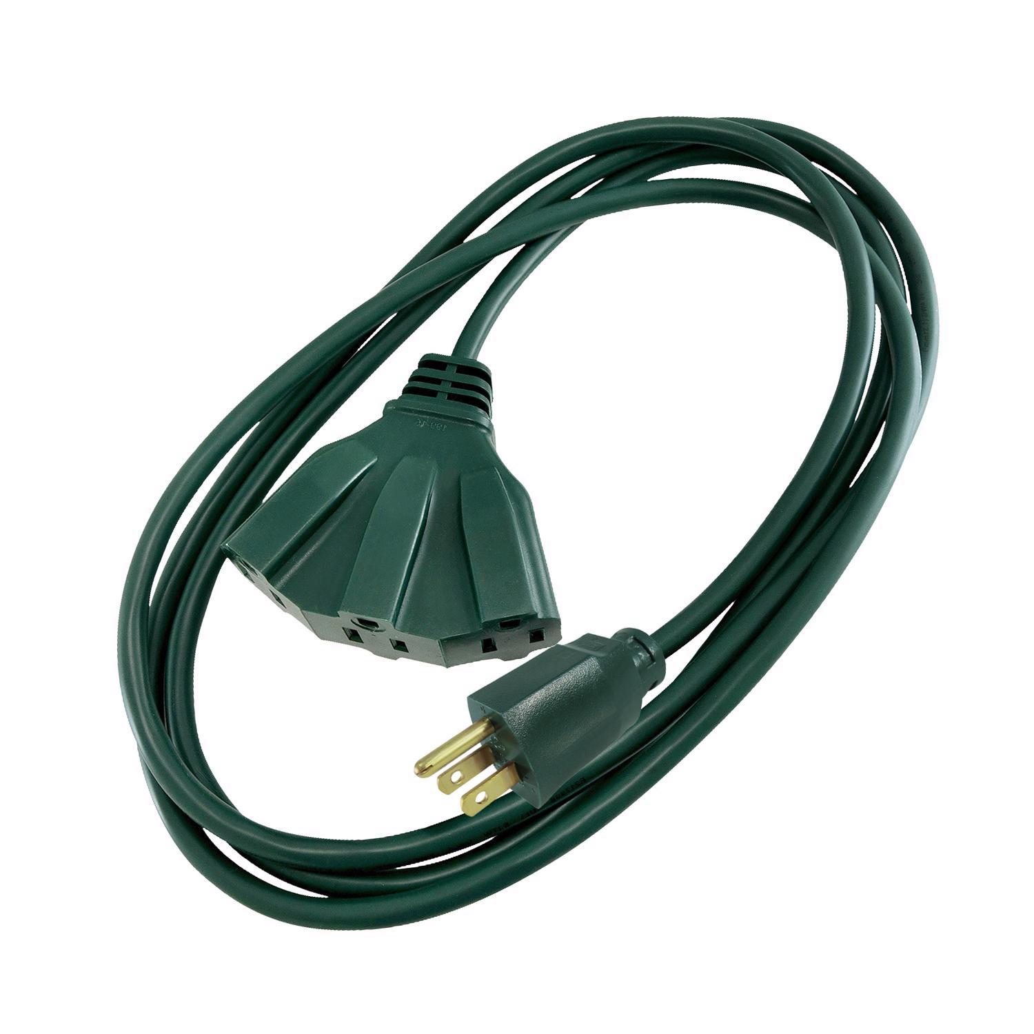 Ace Indoor or Outdoor 10 ft. L Green Triple Outlet Cord 12/3 SJTW