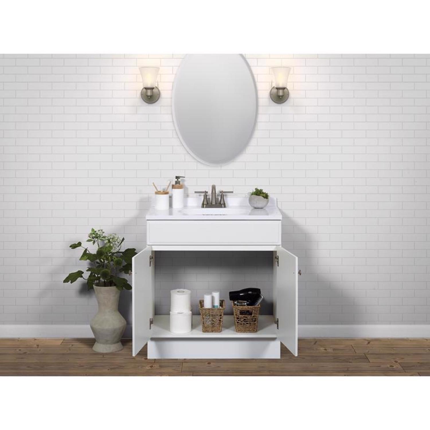 Zenna Home Single White Bathroom Vanity 30 in. W X 18 in. D X 35 in. H