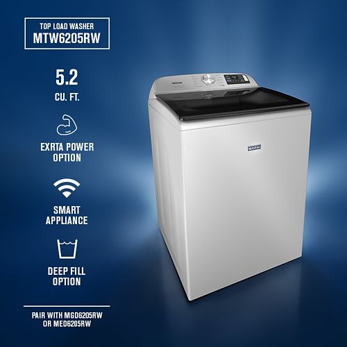 Maytag 5.2 Cu. Ft. Smart Top Load Washer with Extra Power in White