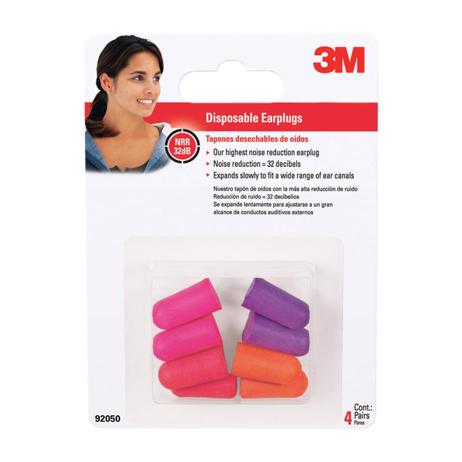 3M 32 dB Soft Foam Earplugs Assorted 4 pair