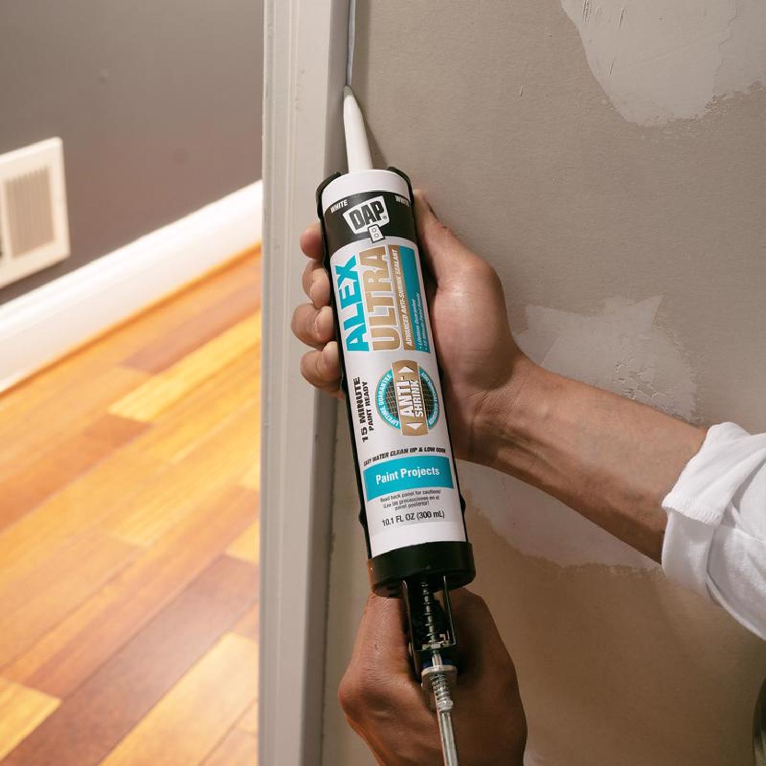 DAP Alex Ultra White Elastomeric Acrylic Latex All Purpose Waterproof Sealant 10.1 oz