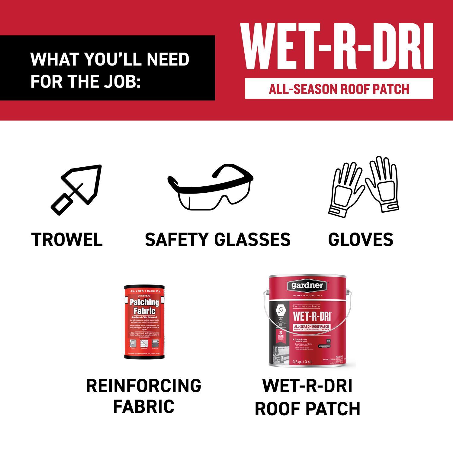 Gardner WET-R_DRI Gloss Black Patching Cement All-Weather Roof Cement 3.6 qt. cap.