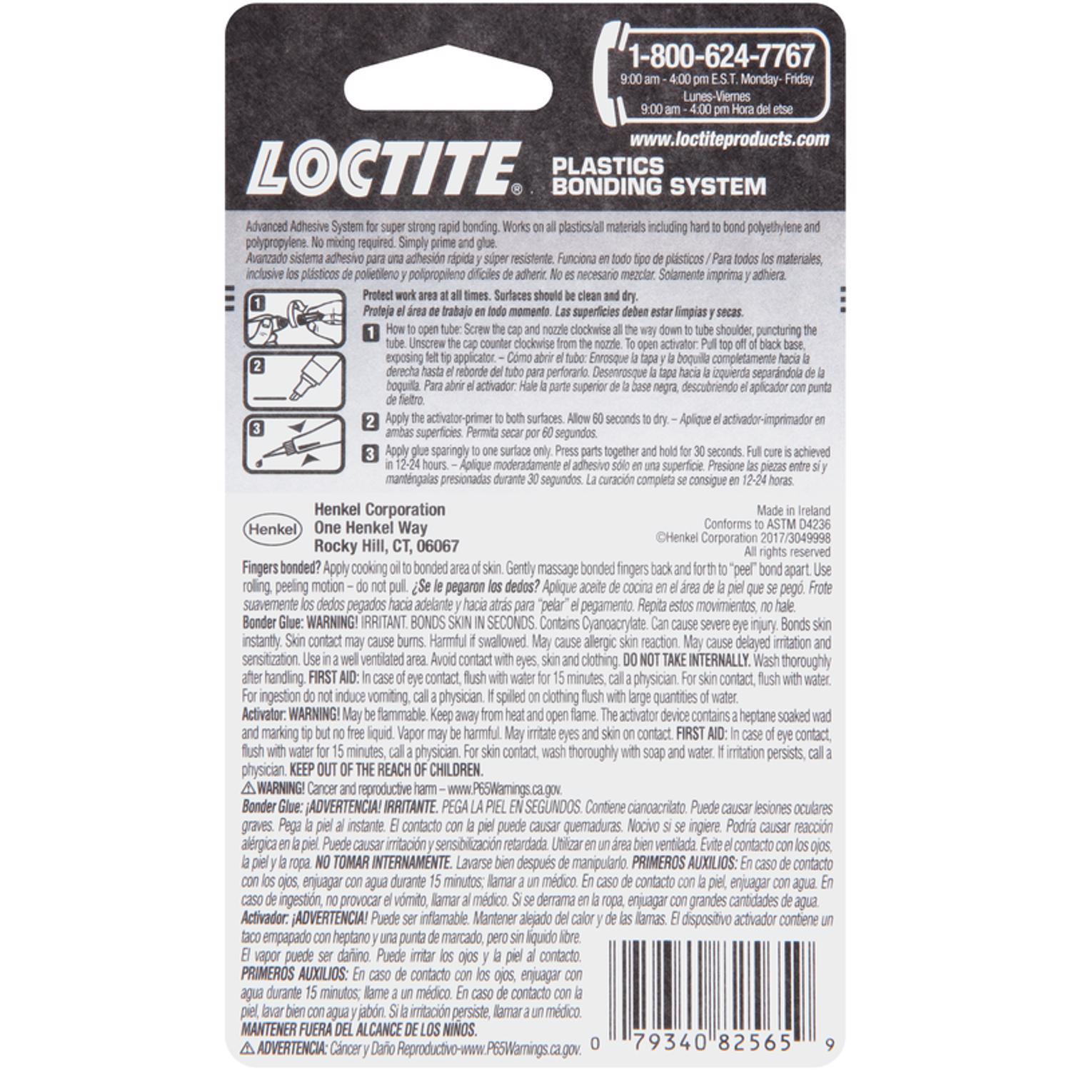 Loctite Plastic Bonding System High Strength Cyanoacrylate Clear Plastic Bonder 4 gm