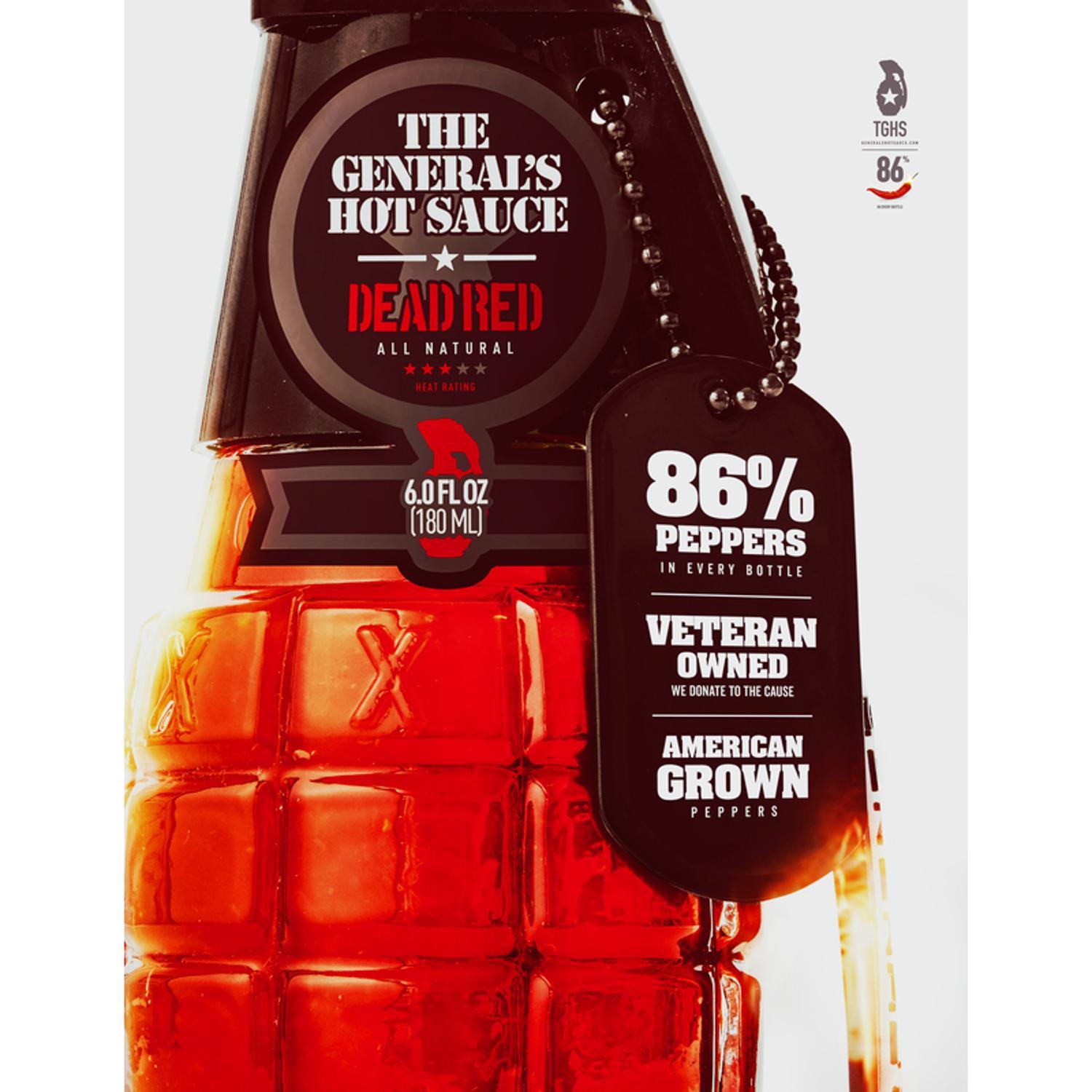 The General's Hot Sauce All Natural Dead Red Sauce 6 oz