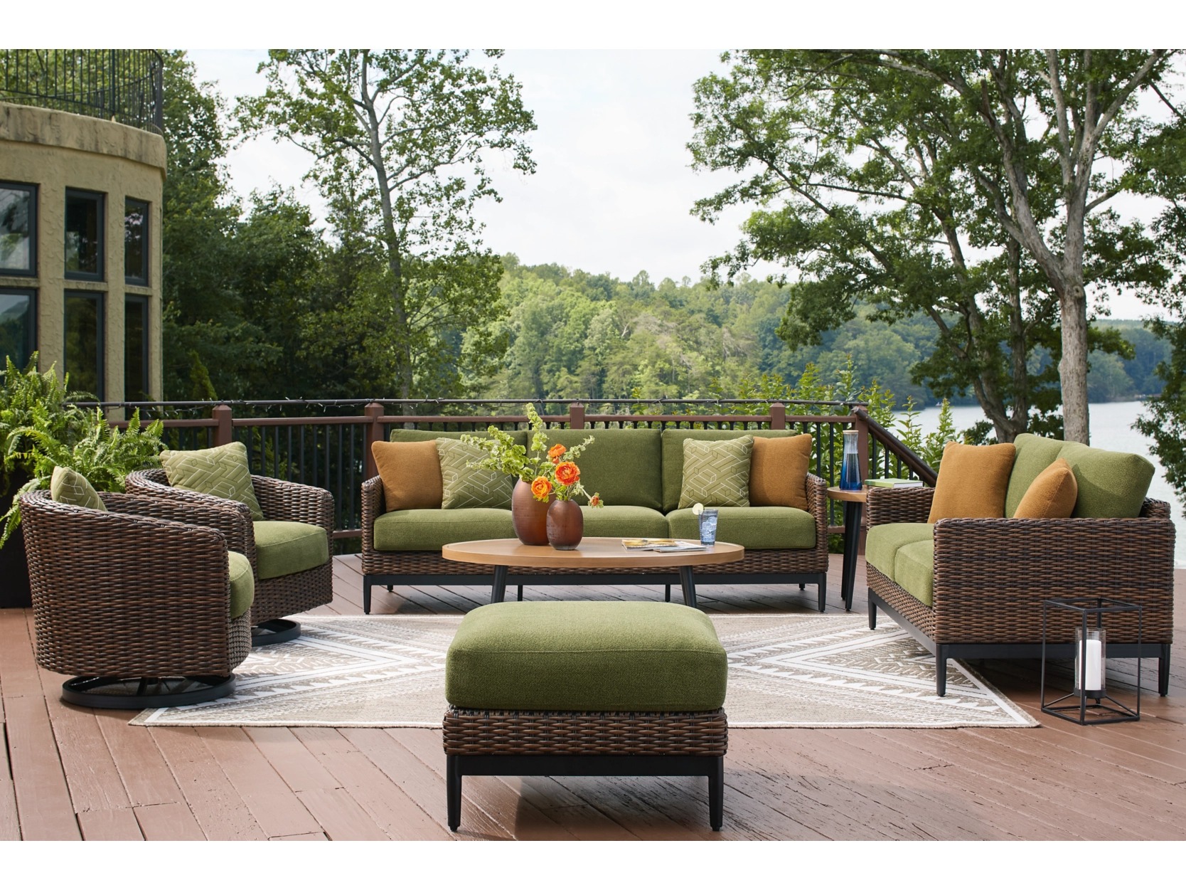 Ashley Horizon Hall Outdoor Ottoman with Cushion
