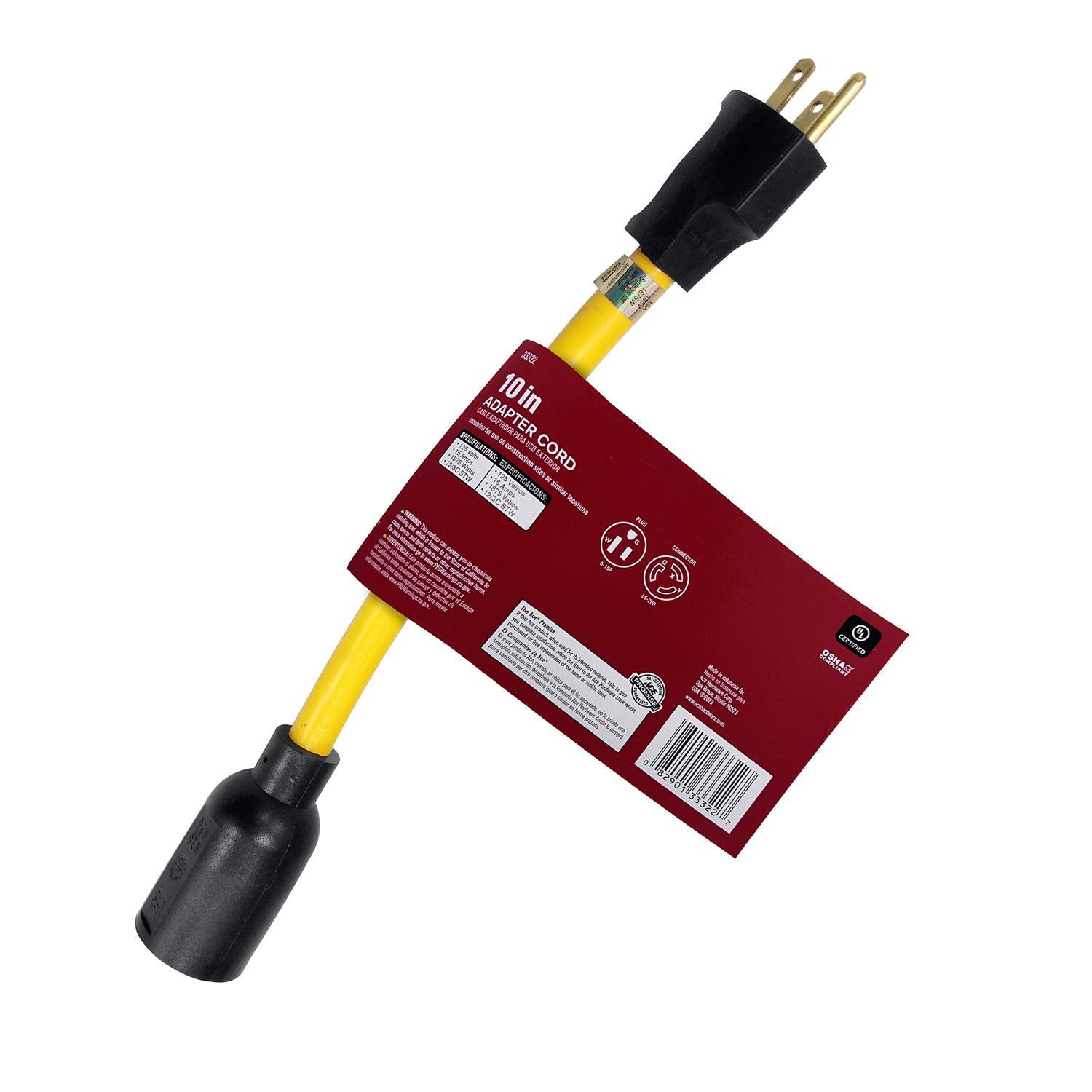 Ace Outdoor 10 in. L Yellow Adapter Cord 12/3 STW