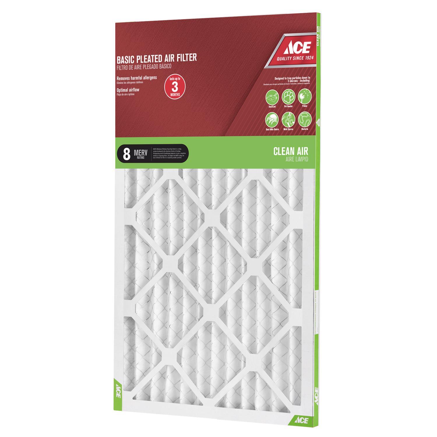 Ace 14 in. W X 24 in. H X 1 in. Synthetic 8 MERV Pleated Air Filter 1 pk