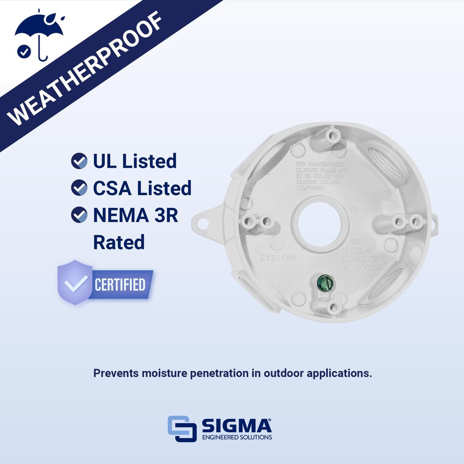 Sigma Engineered Solutions New Work 16 cu in Round Die-Cast Metal Weatherproof Box White
