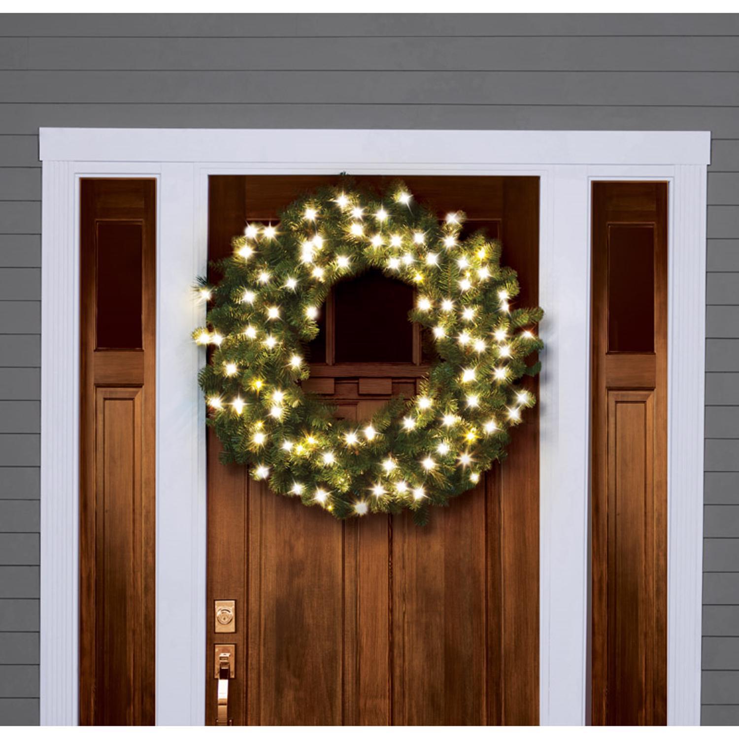 Celebrations Platinum 36 in. D LED Prelit Warm White Mixed Pine Christmas Wreath