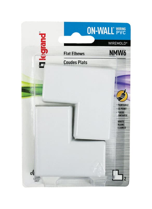 Legrand On-Wall 2.5 in. L Flat Elbow 2 pk