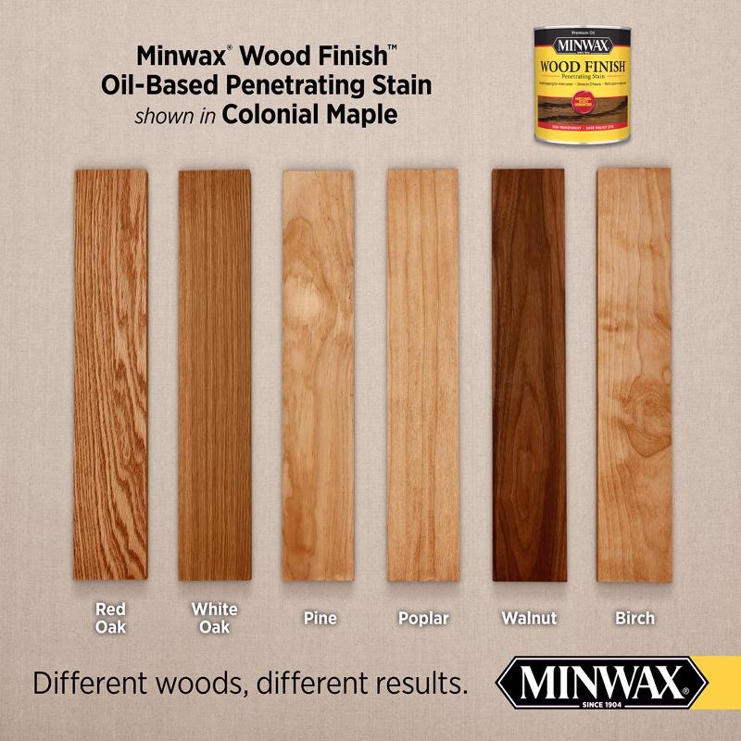 Minwax Wood Finish Semi-Transparent Colonial Maple Oil-Based Penetrating Wood Stain 1/2 pt