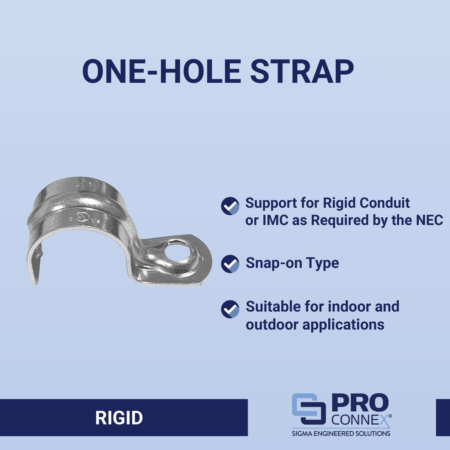 Sigma Engineered Solutions ProConnex 3/4 in. D Zinc-Plated Steel 1 Hole Strap 3 pk
