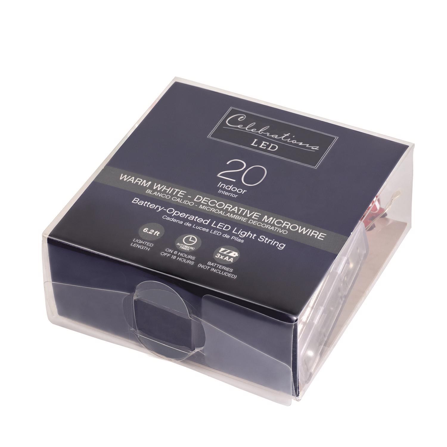 Celebrations LED Micro Dot/Fairy Clear/Warm White 20 ct Novelty Christmas Lights 6.2 ft.