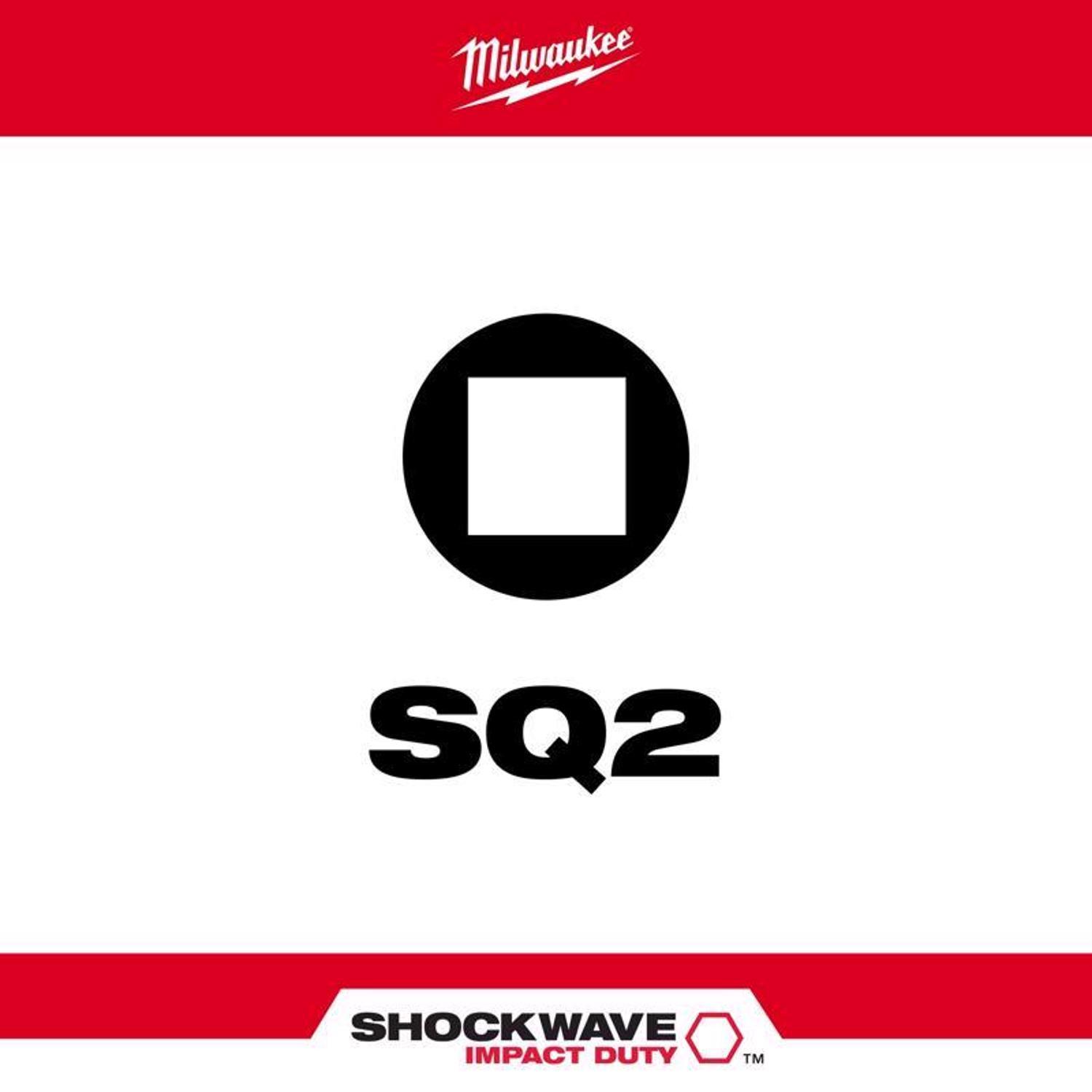Milwaukee Shockwave Square Recess #2 X 2 in. L Impact Power Bit Steel 15 pc