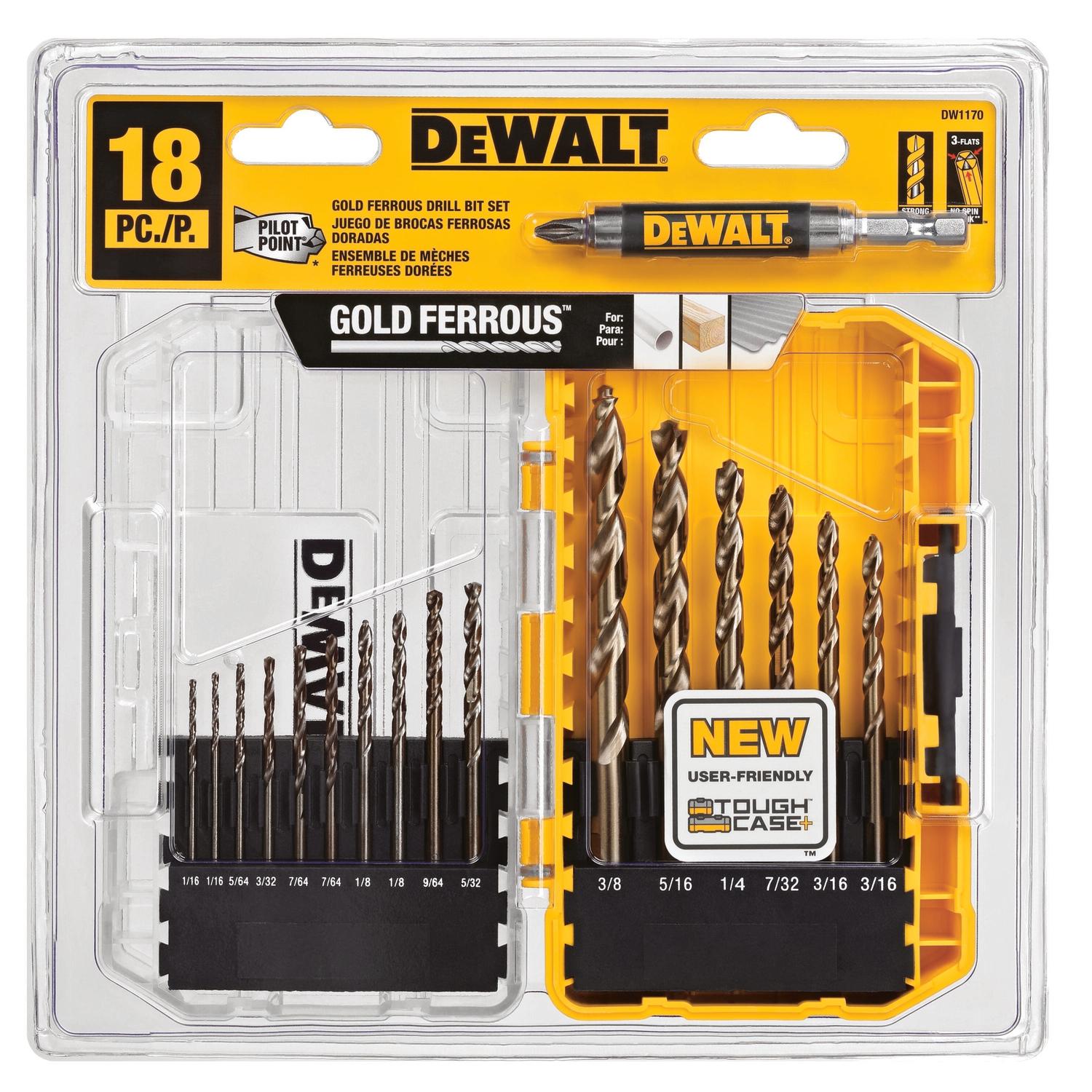DEWALT Pilot Point Ferrous Oxide Drill Bit Set Round Shank 18 pc