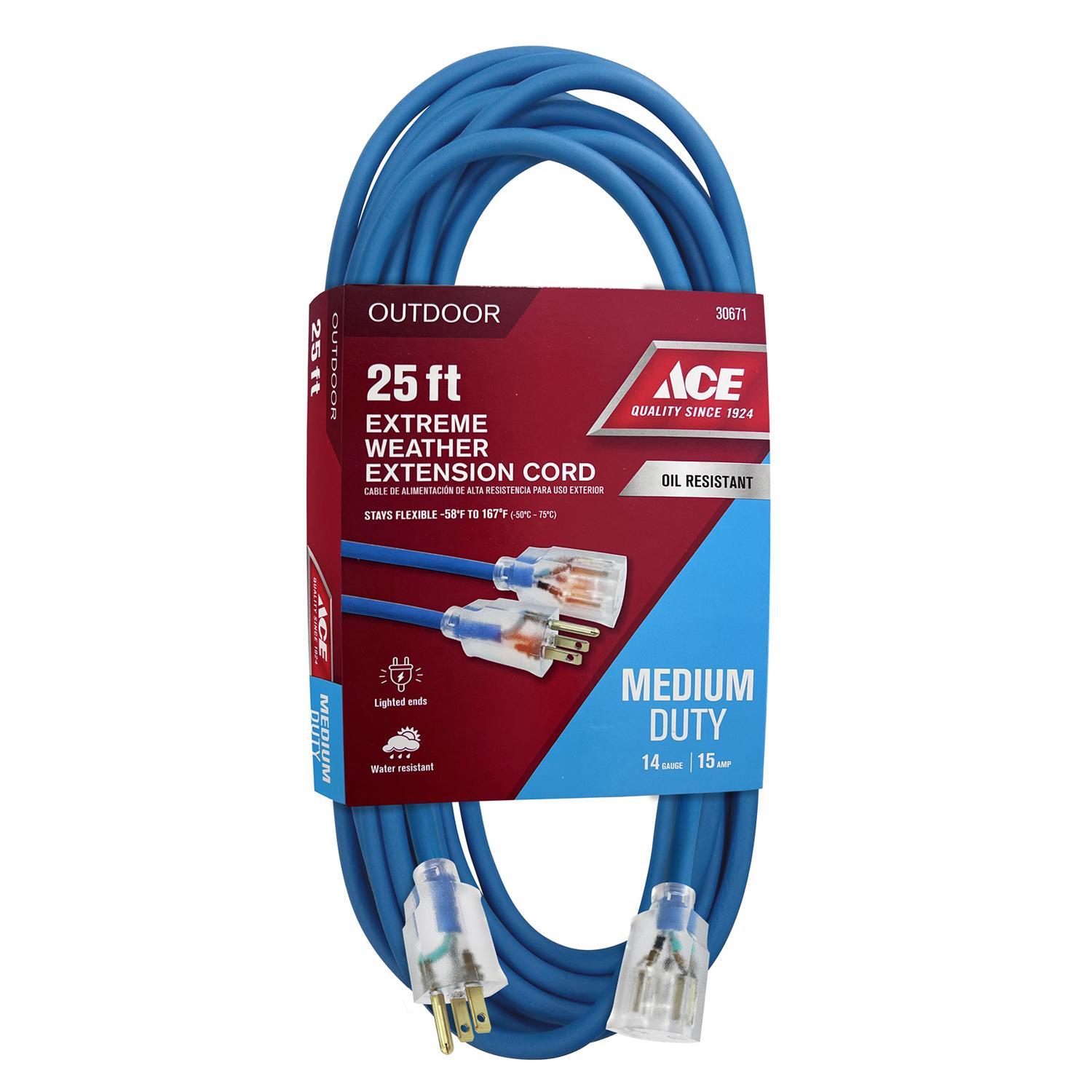 Ace Outdoor 25 ft. L Blue Extension Cord 14/3 SJTOW