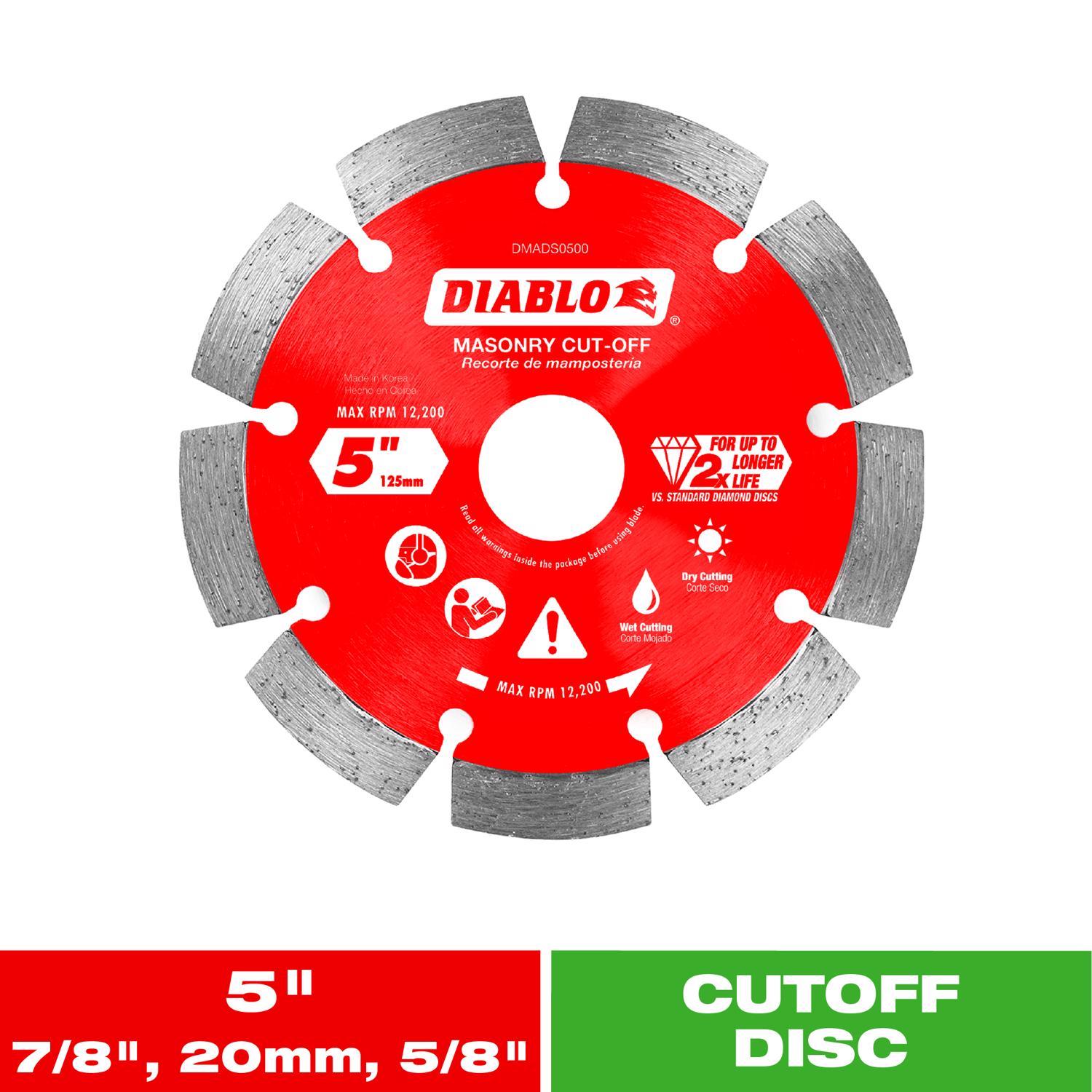 Diablo 5 in. D X 7/8 in. X.087 in. thick Diamond Masonry Cut-Off Disc 1 pk