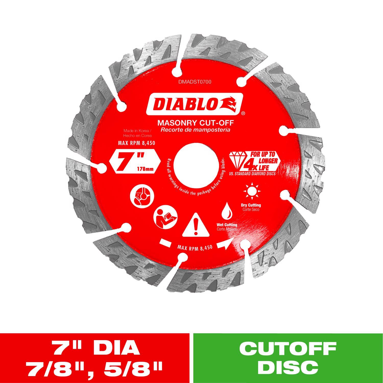 Diablo 7 in. D X 7/8 in. X.102 in. thick Diamond Segmented Turbo Masonry Cut-Off Disc
