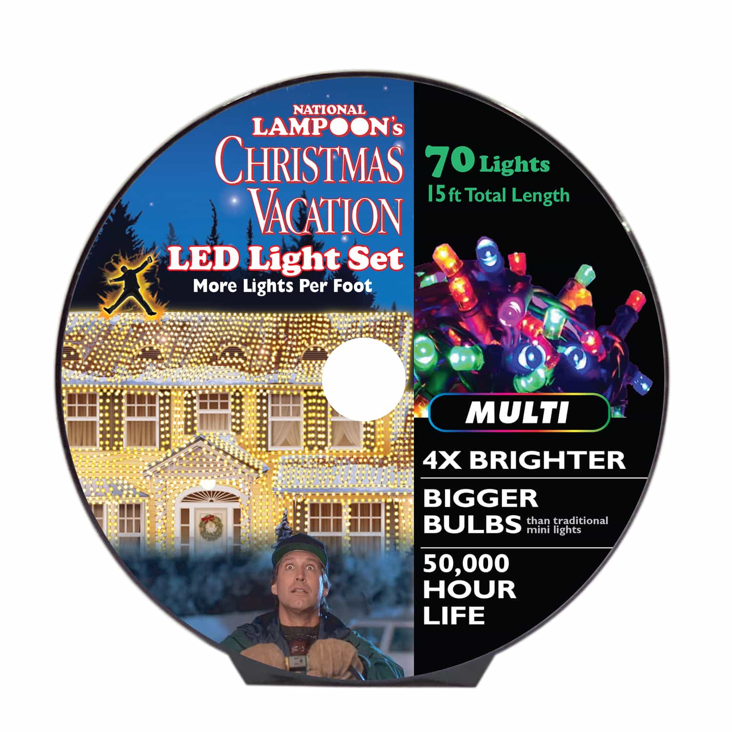 National Lampoon's 8mm LED Concave Commercial Light Set Multicolored 15 ft. 70 lights