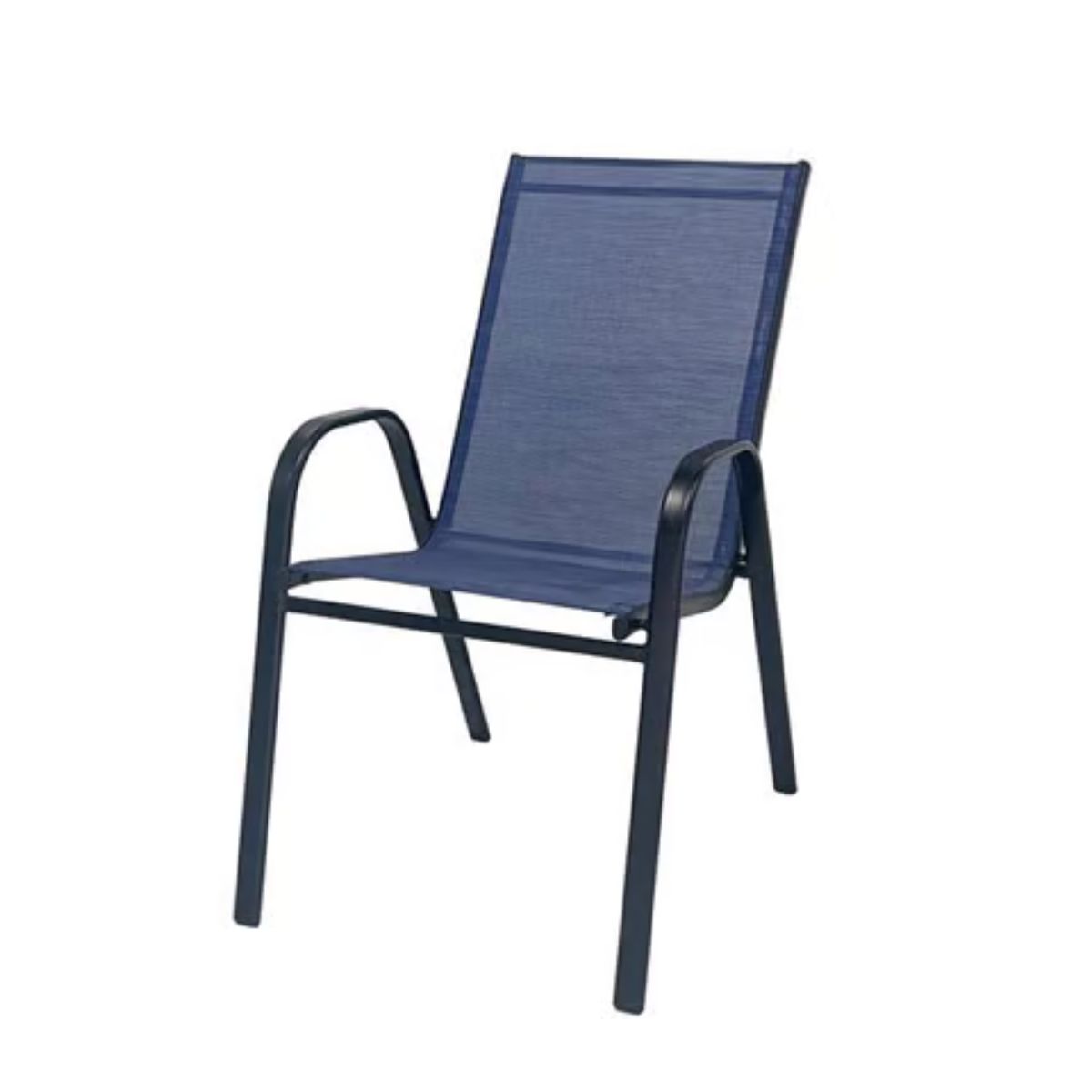 Living Accents Blue Sling Black Steel Frame Stackable Dining Chair