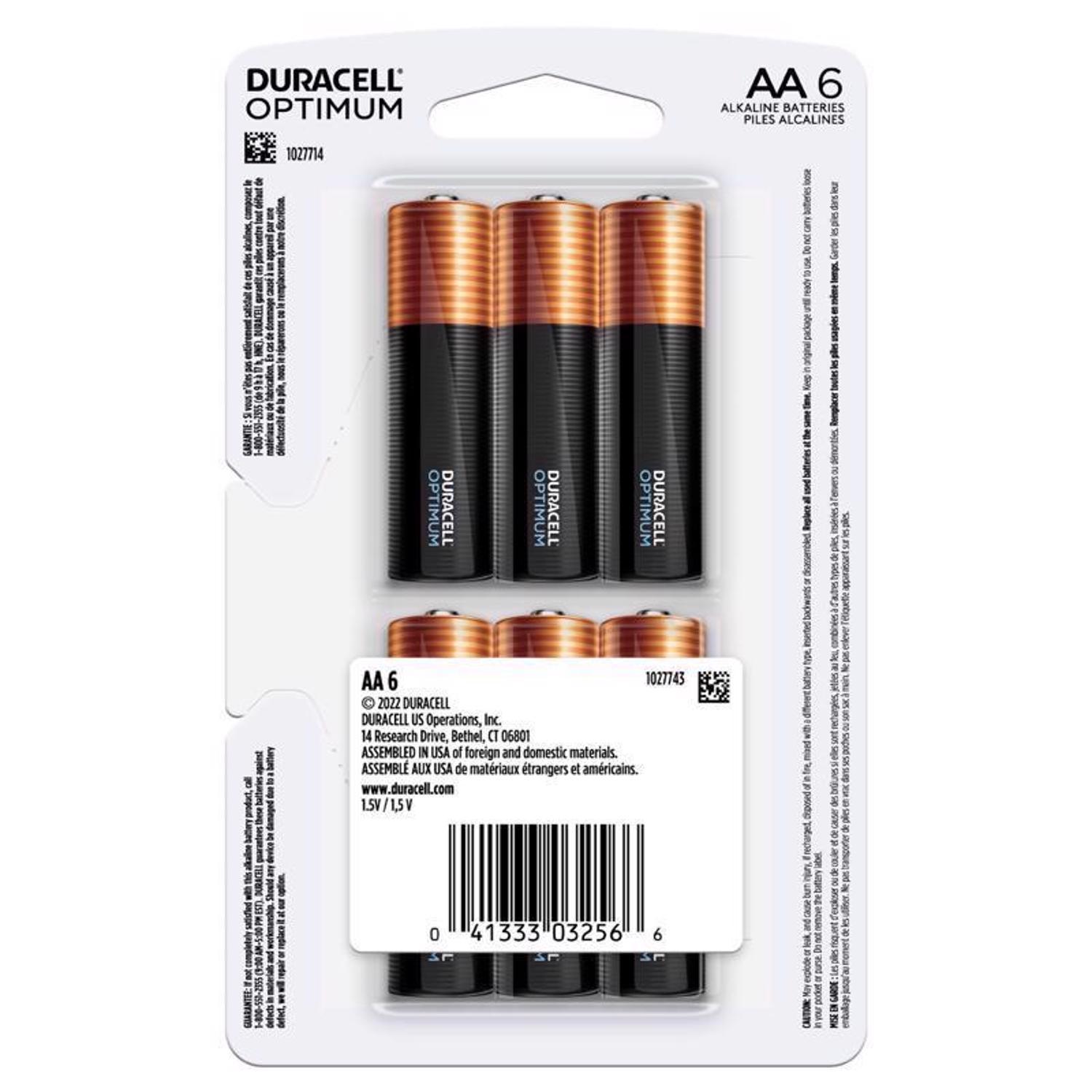 Duracell Optimum AA Alkaline Batteries 6 pk Carded