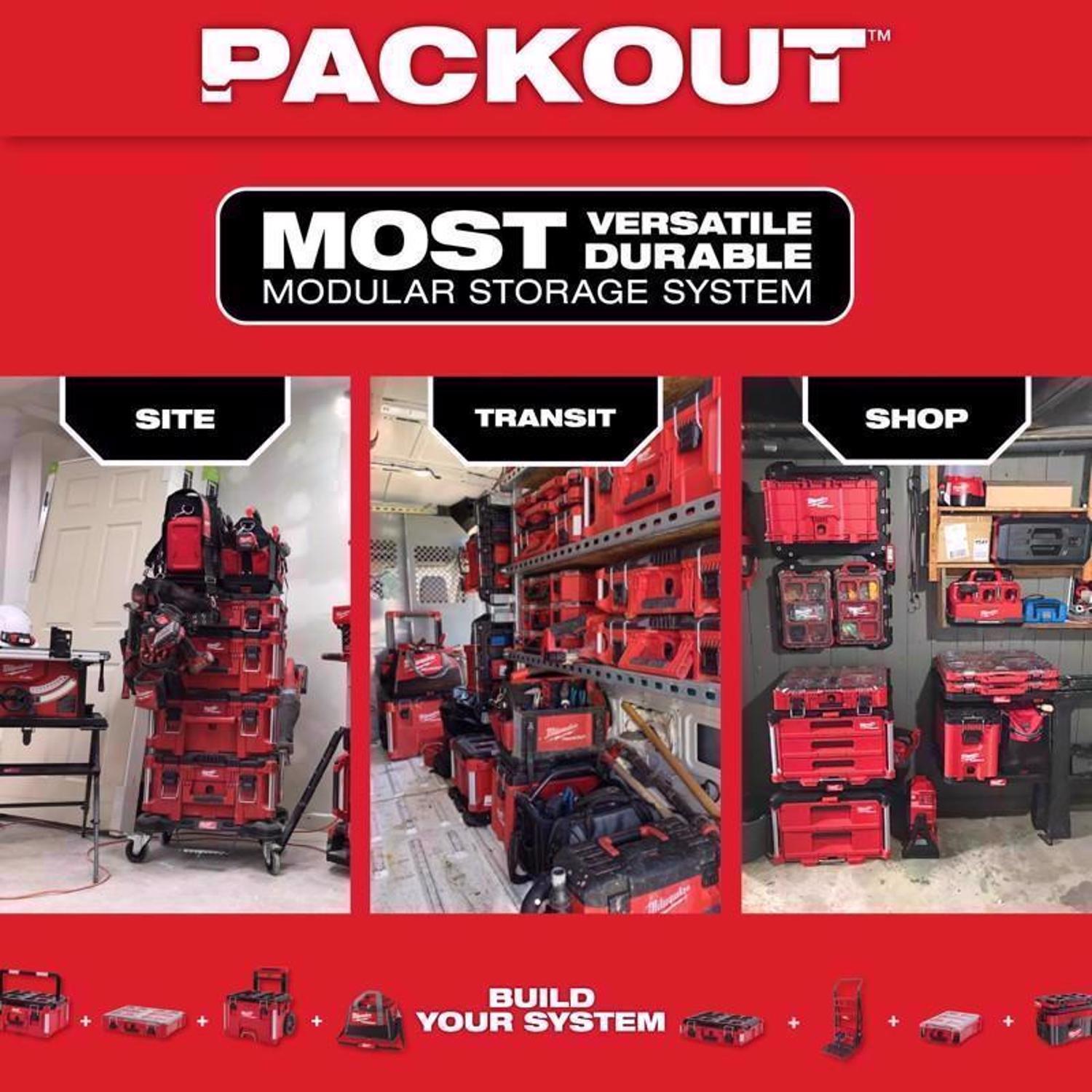 Milwaukee Packout Ballistic Nylon Ultimate Jobsite Backpack Tool Bag 48 pocket Black/Red 1 pc