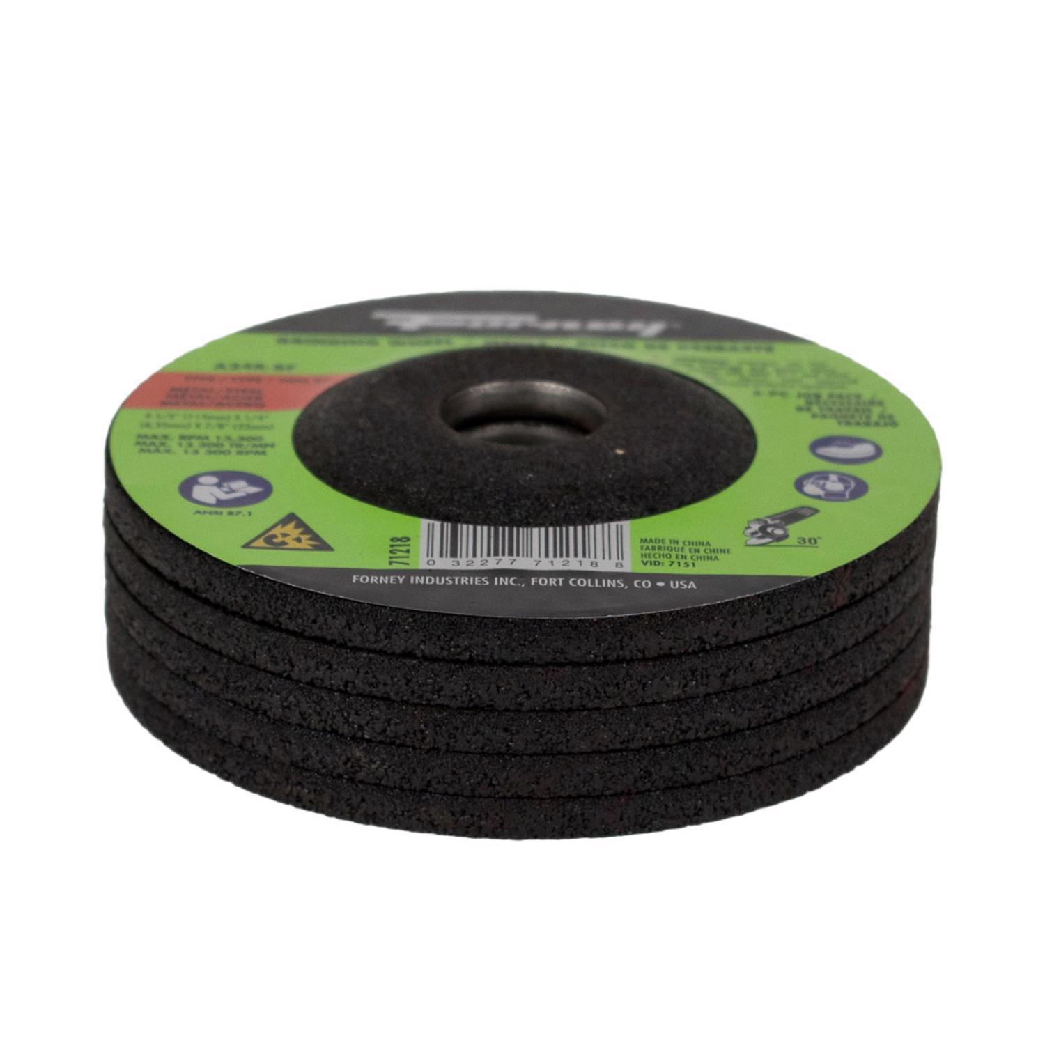 Forney 4-1/2 in. D X 7/8 in. in. X 1/4 in. thick Grinding Wheel 5 pk