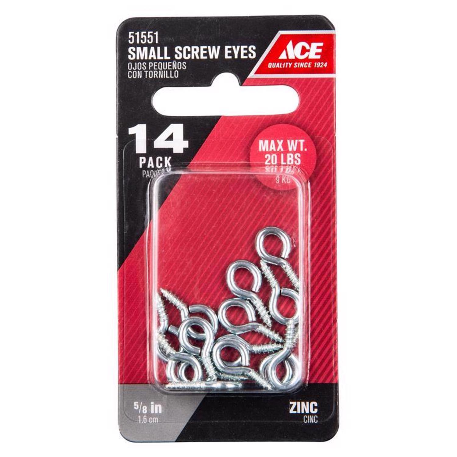 Ace 3/32 in. D X 5/8 in. L Zinc-Plated Steel Screw Eye 20 lb. cap. 14 pk