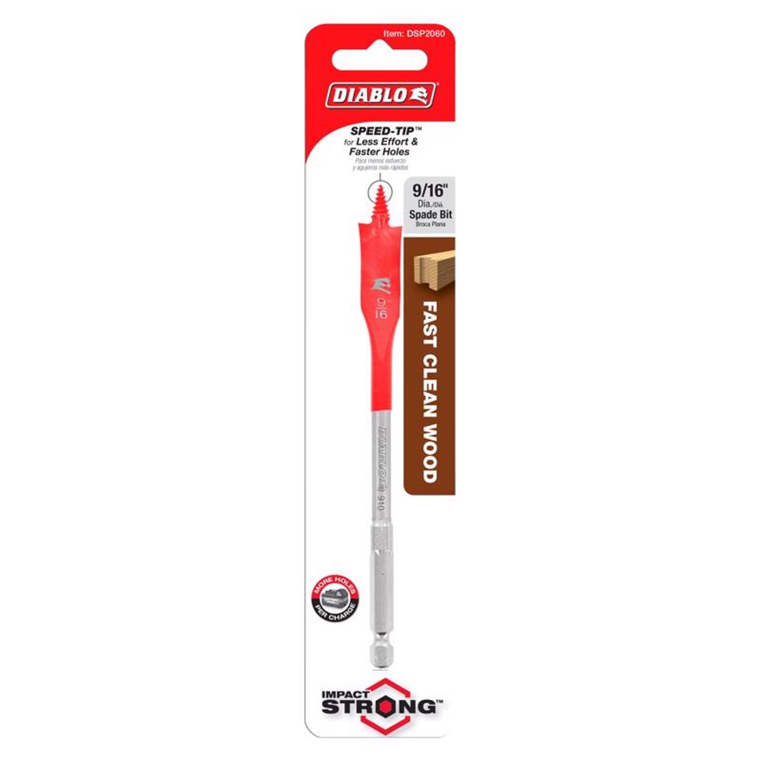 Diablo 9/16 in. X 6 in. L High Speed Steel Clean Wood Spade Bit Hex Shank 1 pk
