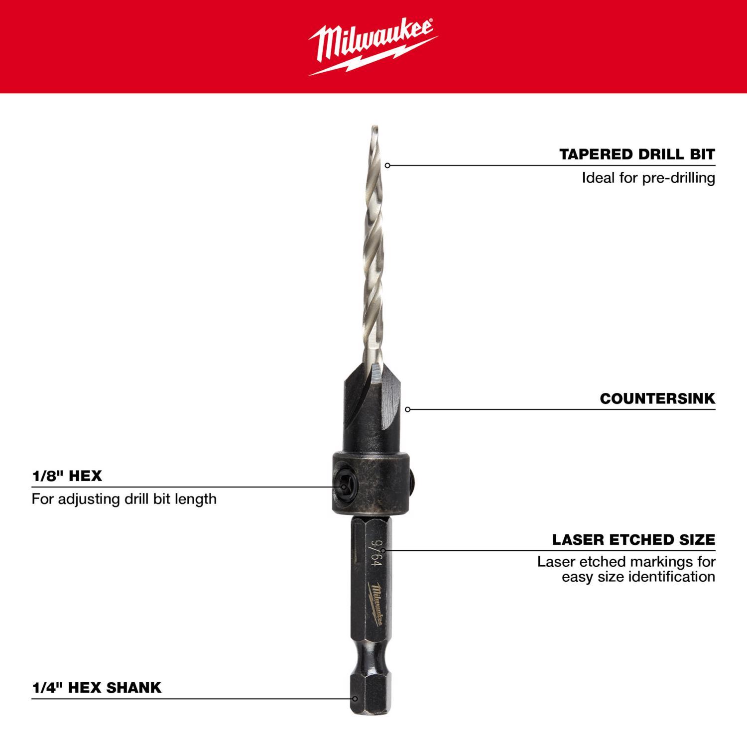 Milwaukee #8 Sizes X 11/64 in. D Black Oxide Countersink Bit 1 pc