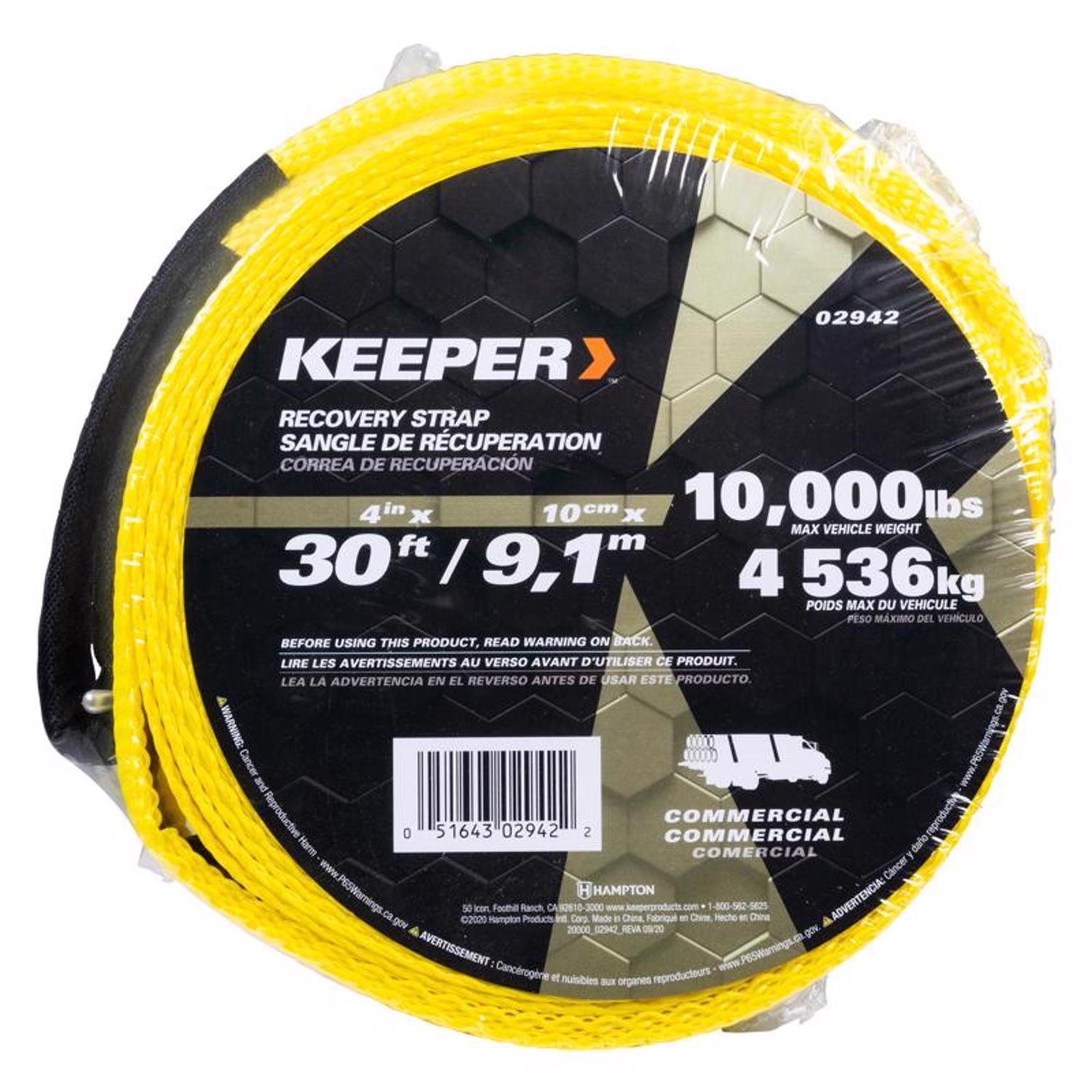 Keeper 4 in. W X 30 ft. L Yellow Vehicle Recovery Strap 10000 lb 1 pk