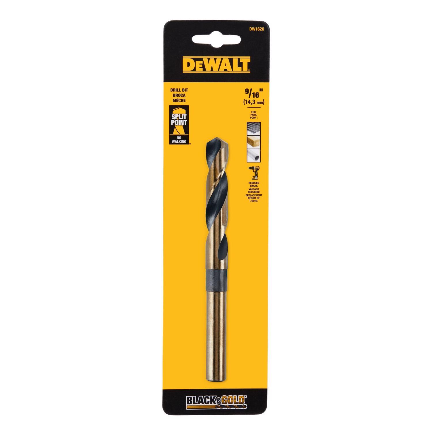 DEWALT Black & Gold 9/16 in. X 6 in. L High Speed Steel Split Point Twist Drill Bit Straight Shank 1