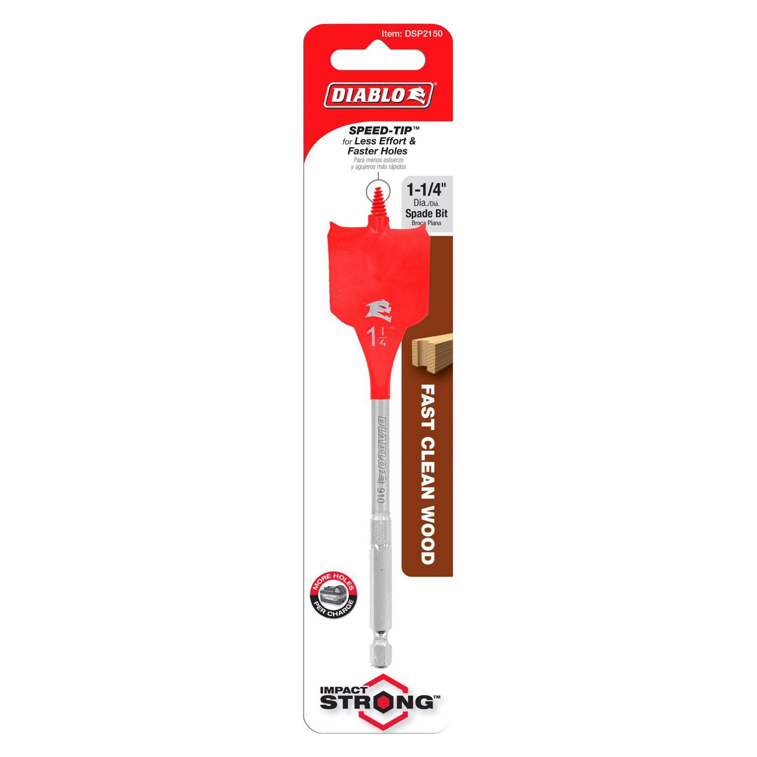 Diablo 1-1/4 in. X 6 in. L High Speed Steel Clean Wood Spade Bit Hex Shank 1 pk