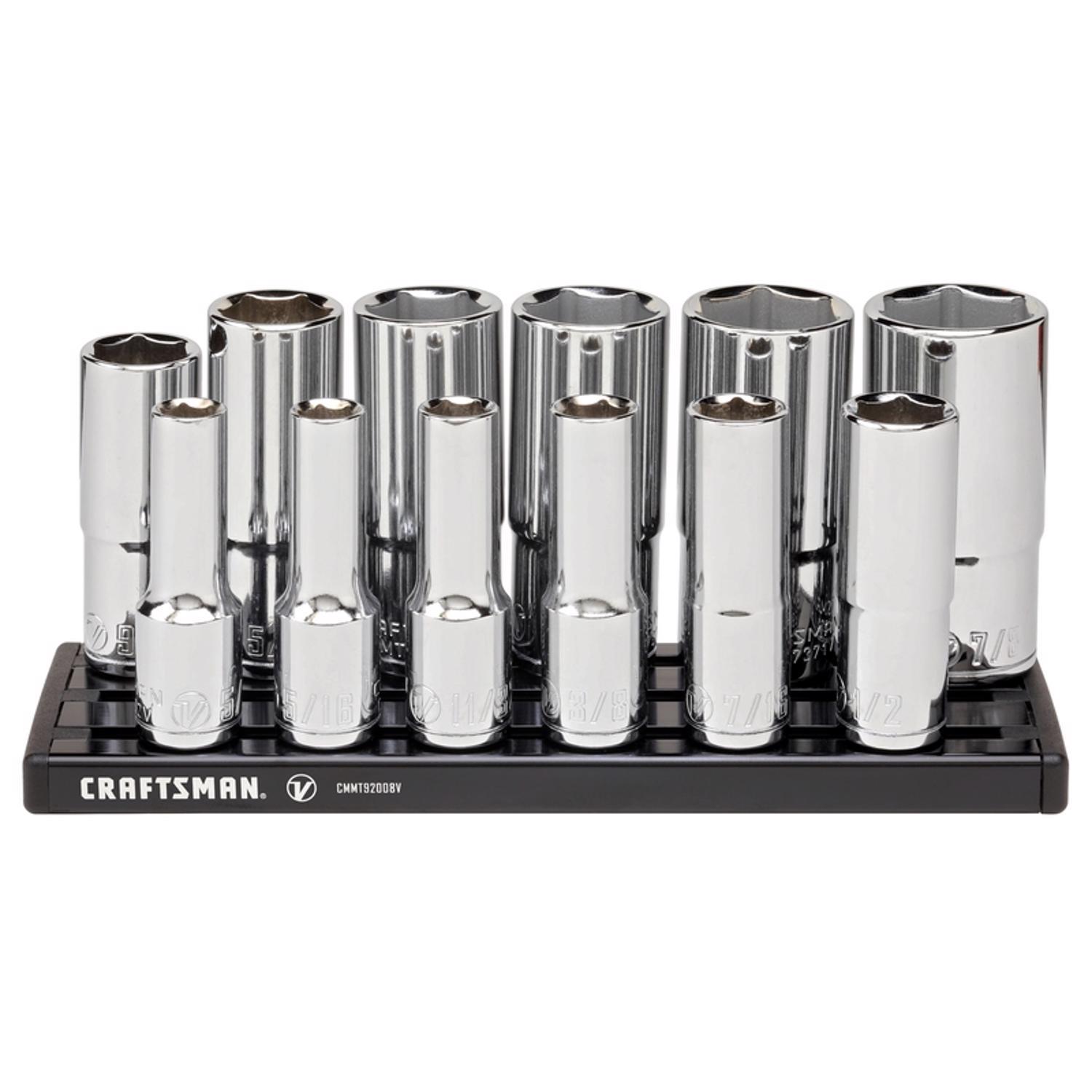 Craftsman V-Series 3/8 in. drive SAE 6 Point Deep Socket Set 12 pc