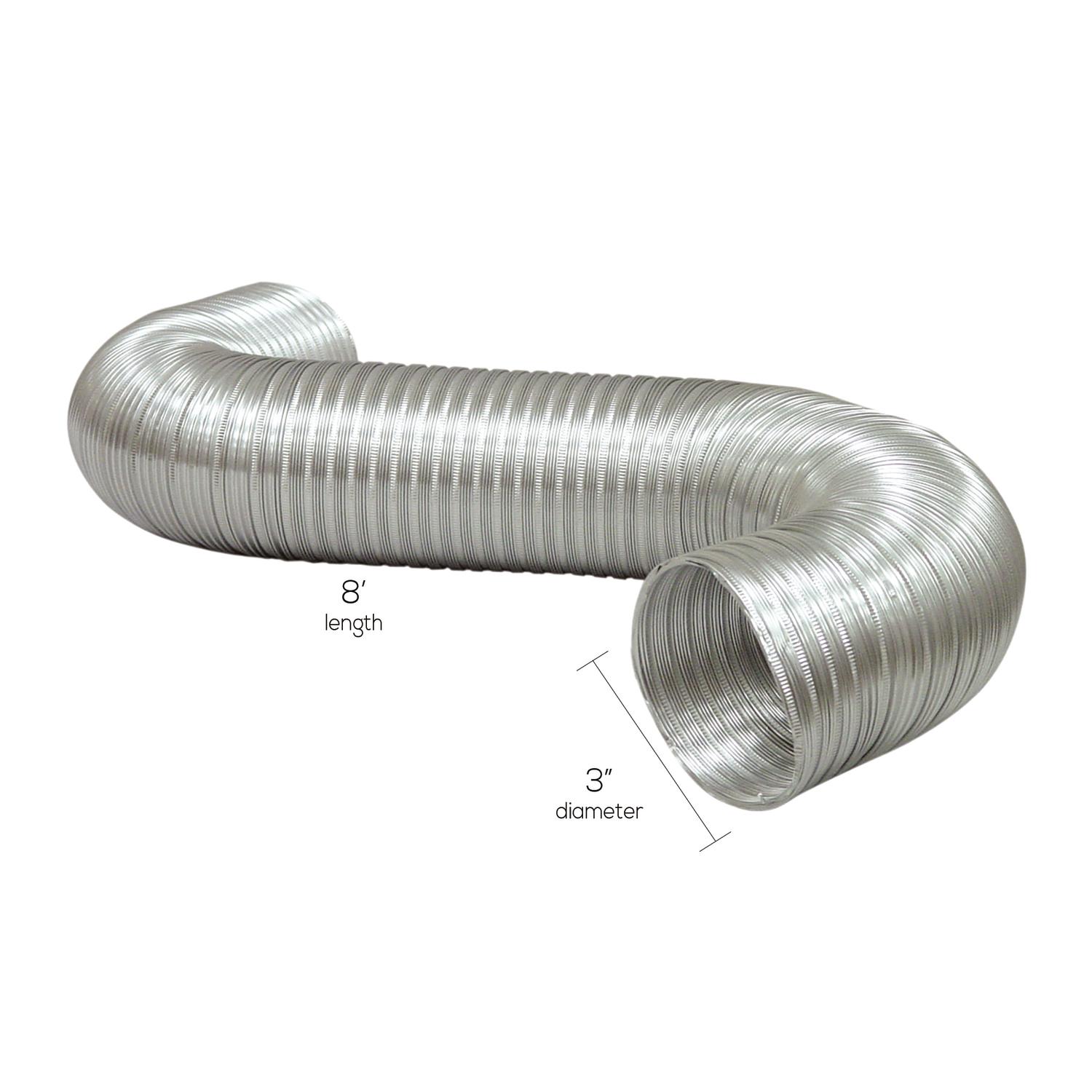 Deflect-O Jordan 8 ft. L X 3 in. D Silver Aluminum Semi-Rigid Vent Duct