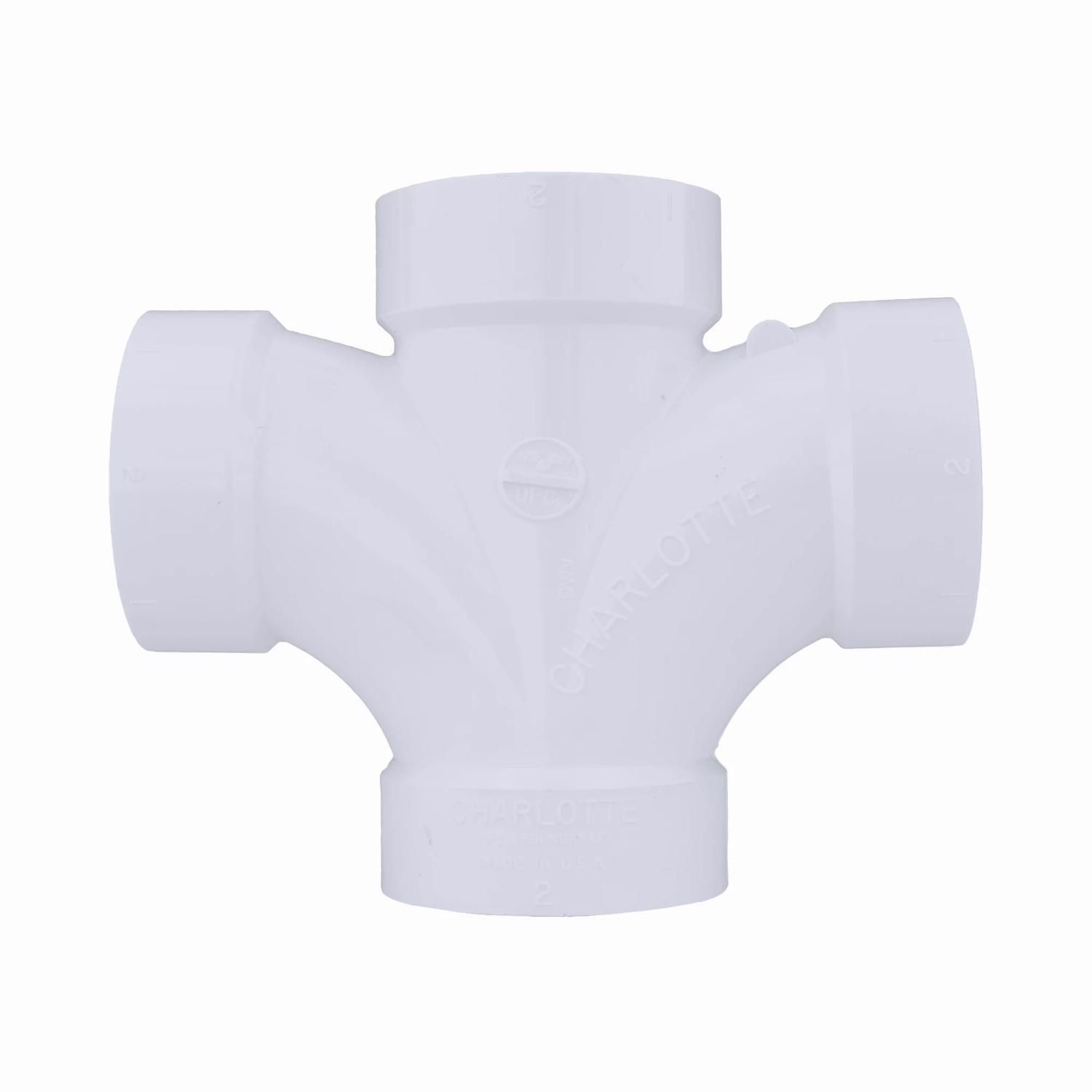Charlotte Pipe Schedule 40 2 in. Hub X 2 in. D Hub PVC Double Sanitary Tee 1 pk