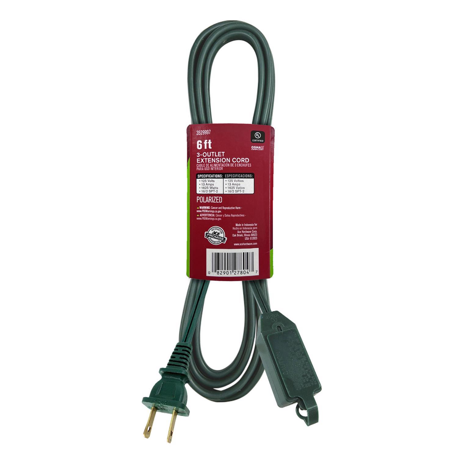 Ace Indoor 6 ft. L Green Extension Cord 16/2 SPT-2