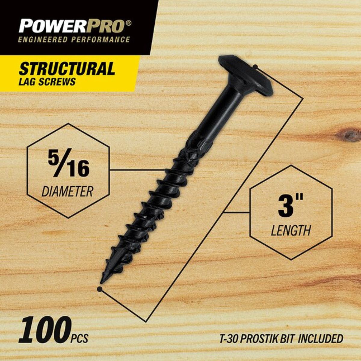 Power Pro 5/16-in x 3-in Epoxy Exterior Structural wood screws 100 Pieces