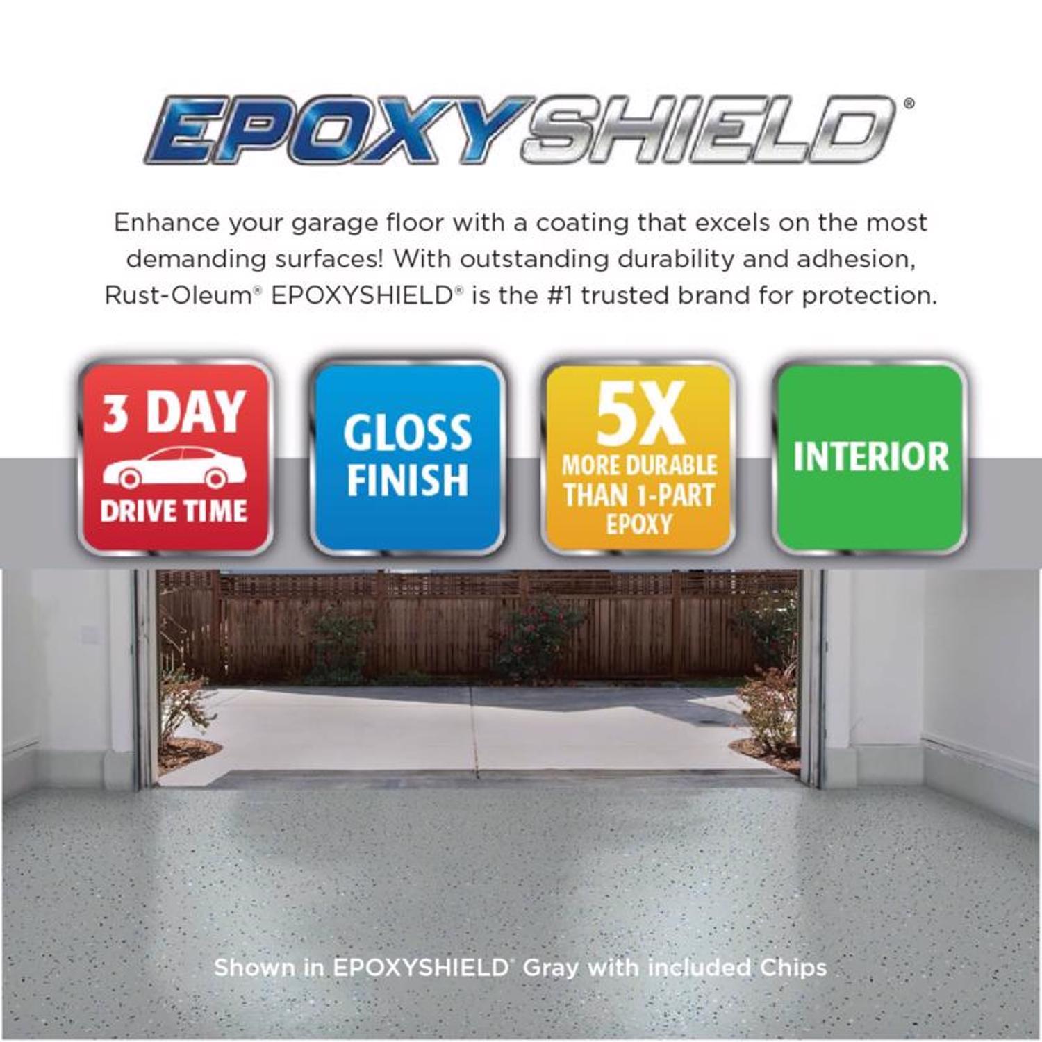 Rust-Oleum Epoxyshield Gloss Gray Water-Based Amine Cured Epoxy Garage Floor Coating Kit 1 gal