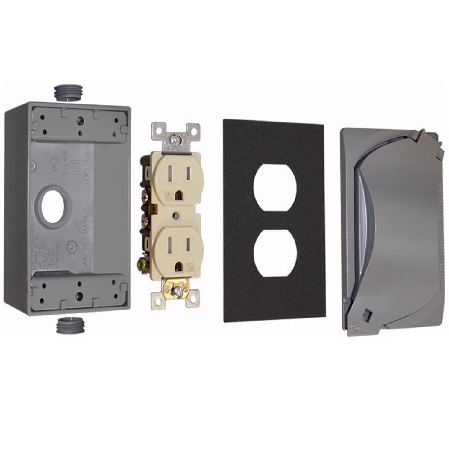 Sigma Engineered Solutions Rectangle Metal 1 gang 4.58 in. H X 2.83 in. W Duplex Outlet Kit