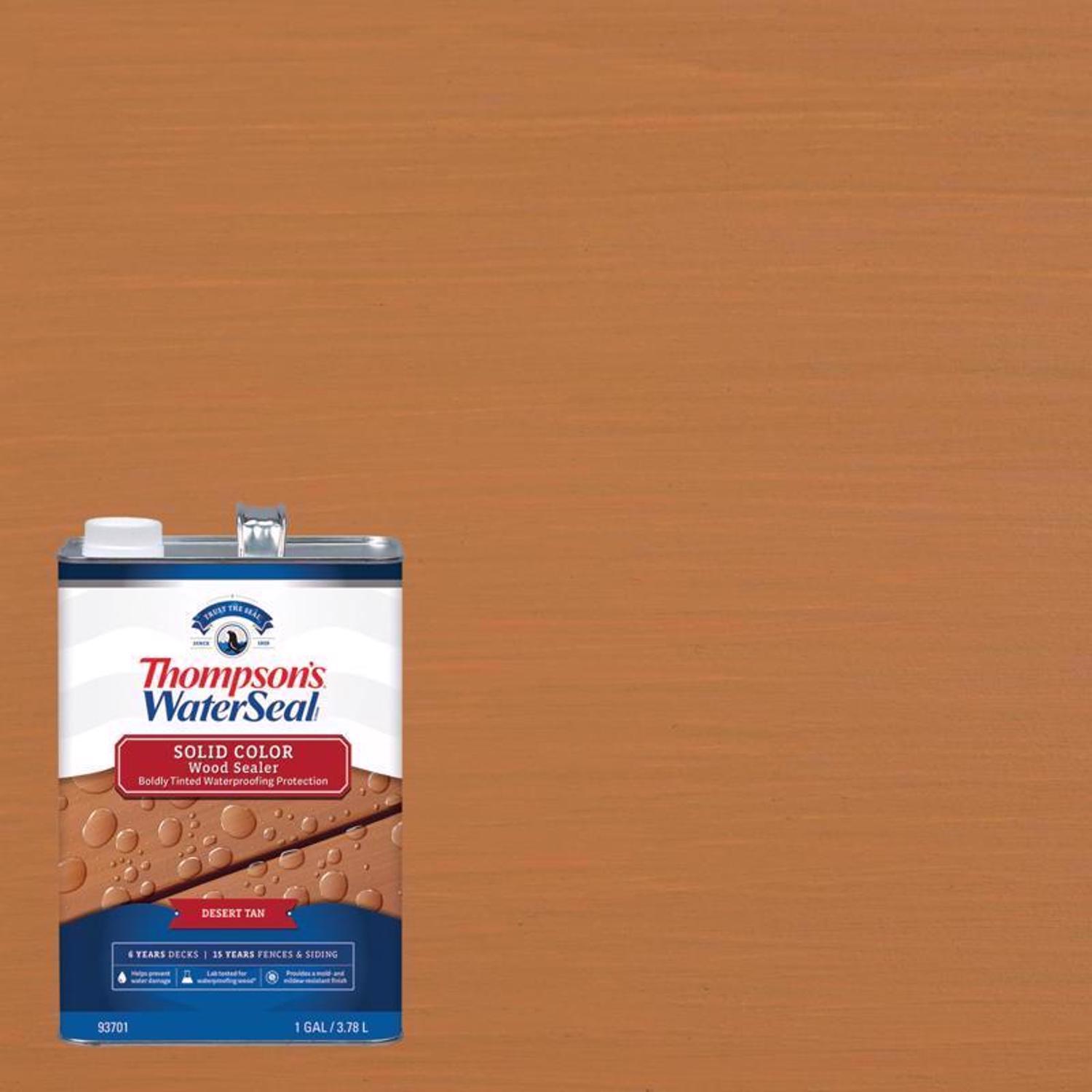 Thompson's WaterSeal Solid Desert Tan Water-Based Acrylic/Alkyd/Urethane Waterproofing Wood Stain an